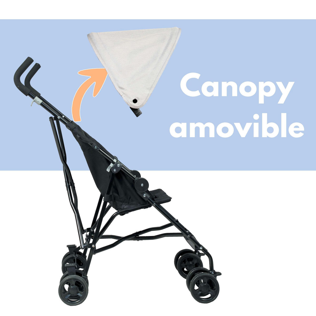 LOOPING Looping Poussette Canne Fixe avec Canopy | Black Chiné