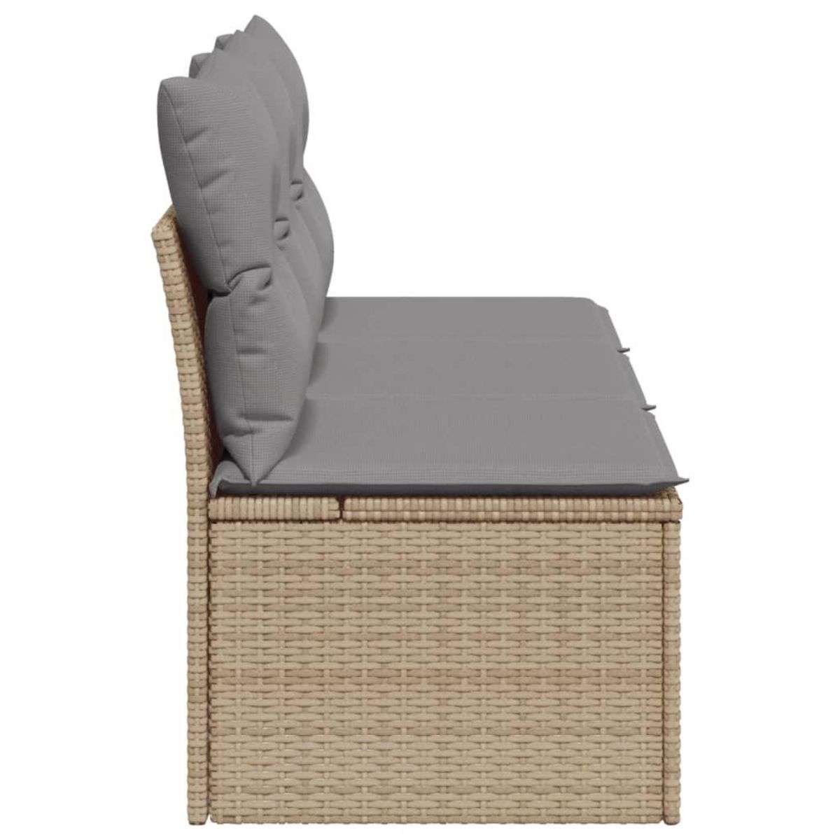 VIDAXL Canape de jardin avec coussins 3 places beige resine tressee