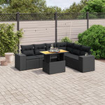 VIDAXL Salon de jardin 7 pcs avec coussins noir resine tressee