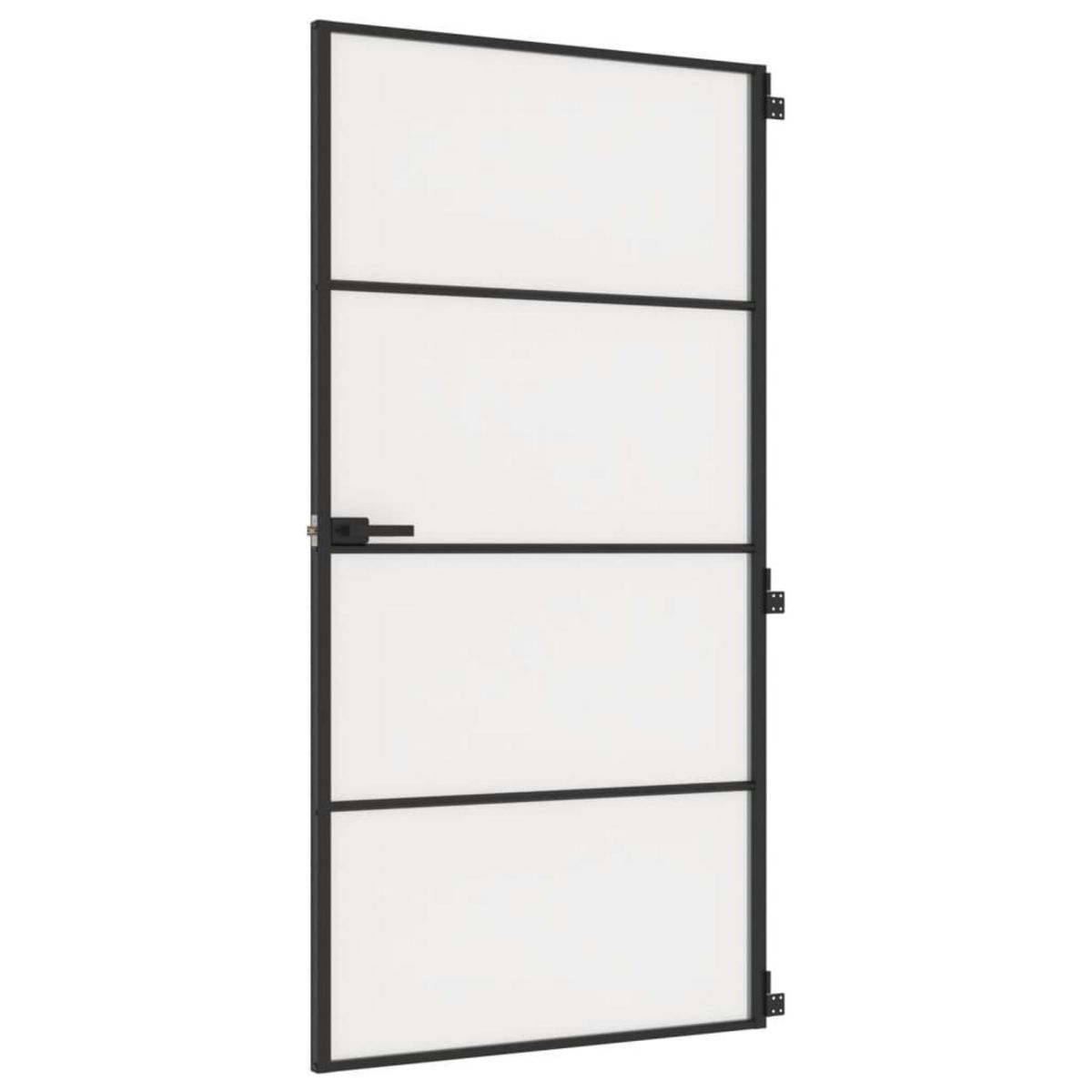 VIDAXL Porte interieure mince noir verre trempe aluminium