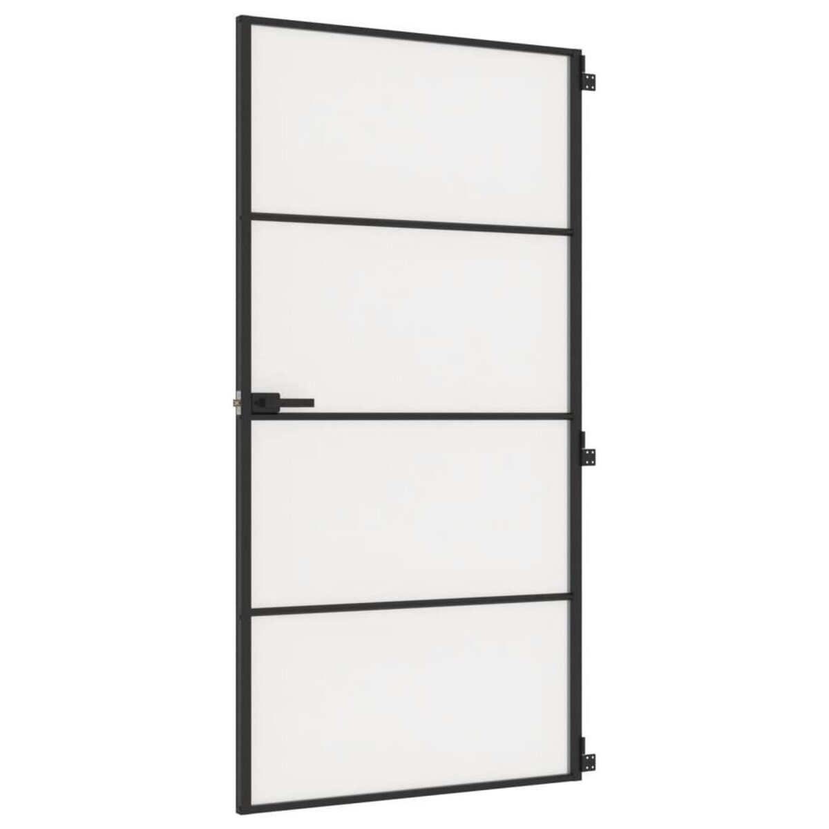 VIDAXL Porte interieure mince noir verre trempe aluminium