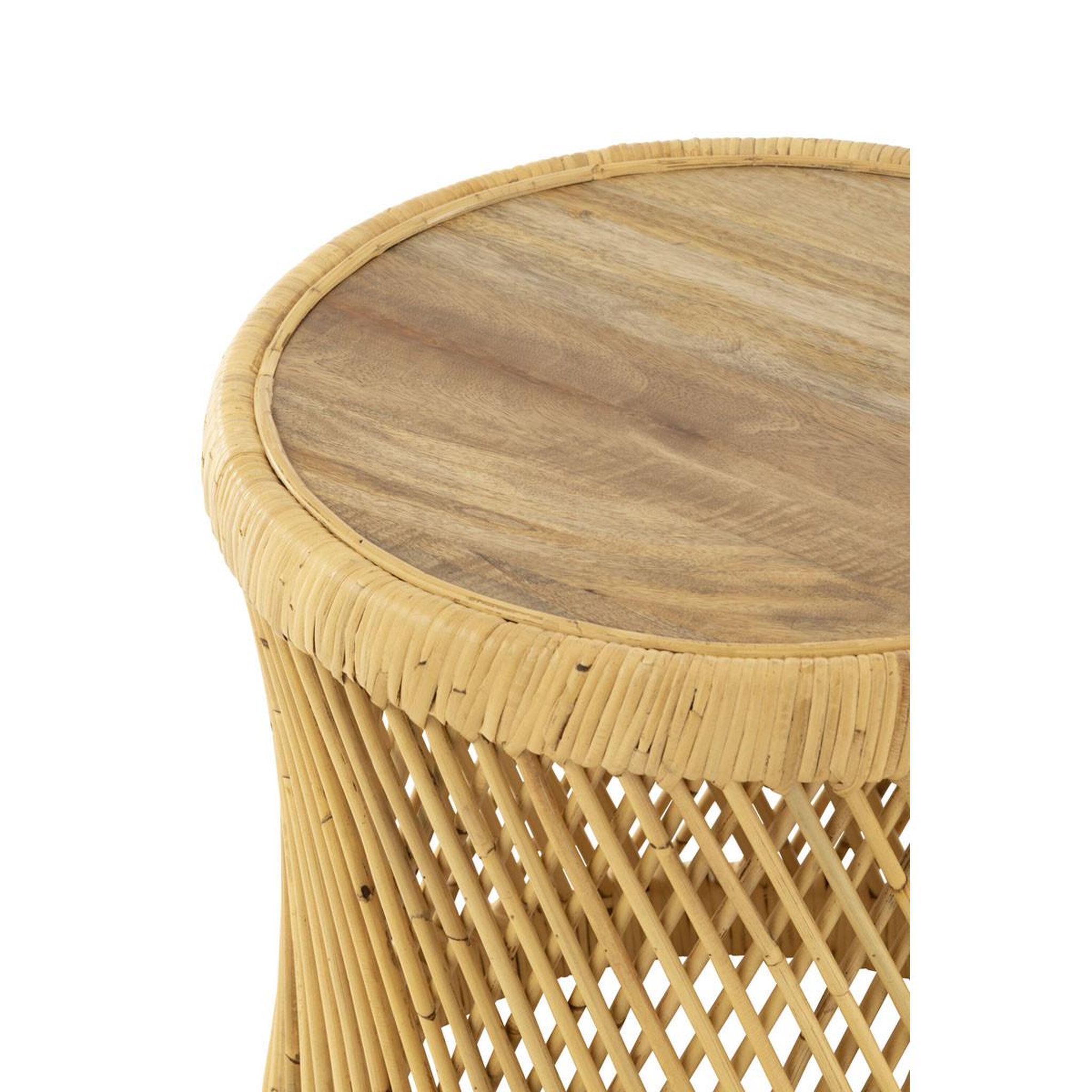 Voir la diapositive 2 : J-LINE Table d'Appoint en Rotin  Cylindre  50cm Naturel