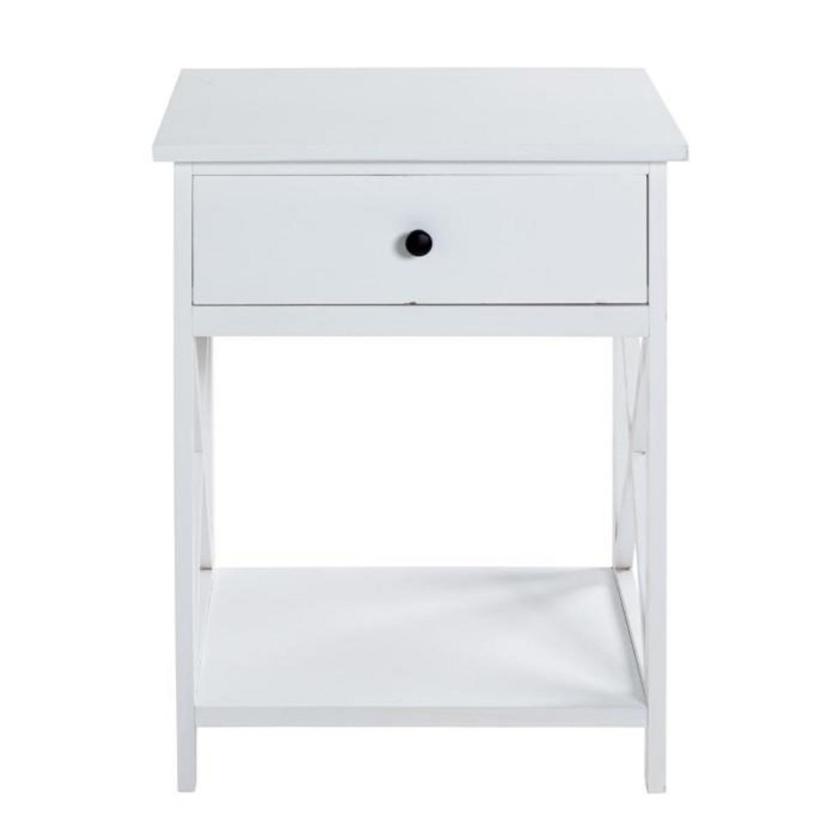 Paris Prix Table d'Appoint 1 Tiroir Design  Guda  60cm Blanc