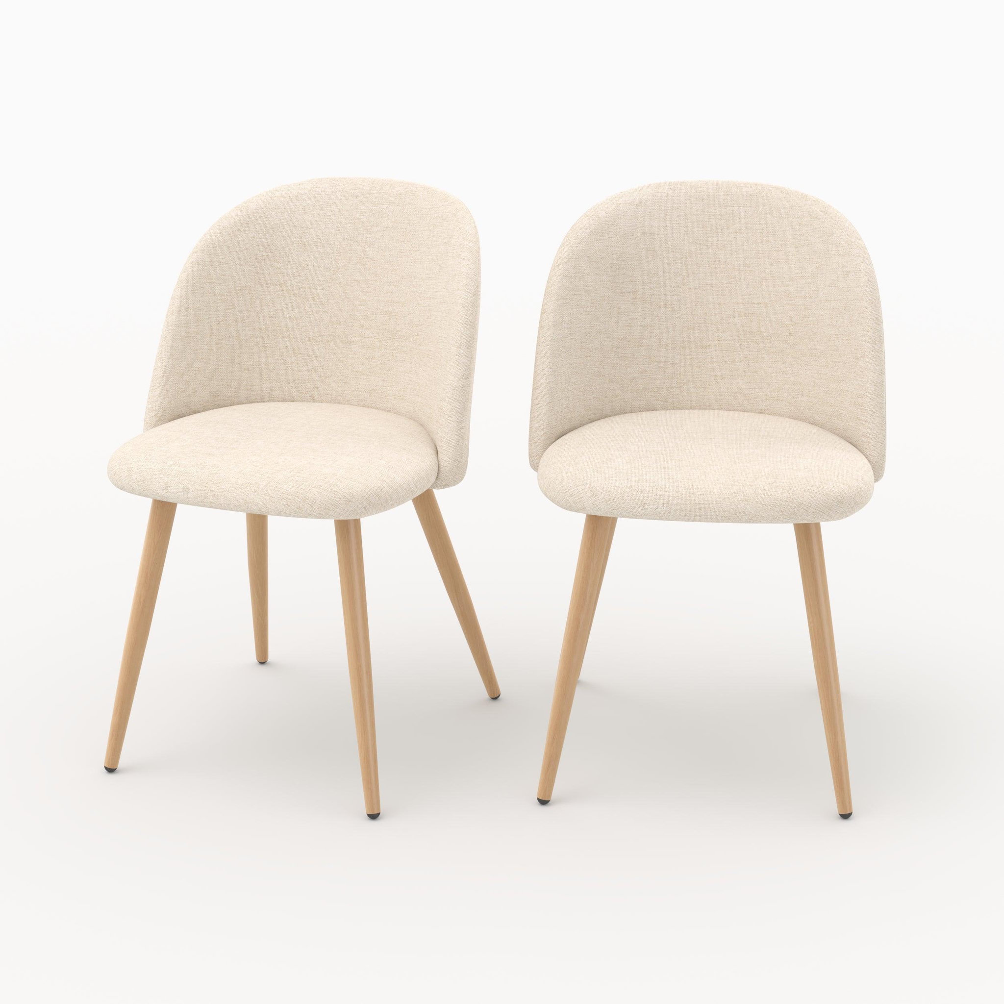 MAISON PAVANE Lot de 2 chaises en tissu beige et pieds en métal-cozy