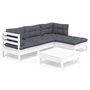 Voir la diapositive 2 : VIDAXL Salon de jardin 5 pcs avec coussins blanc bois de pin