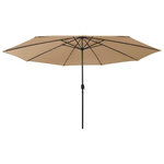 VIDAXL Parasol de jardin avec lumieres LED et mat en metal 400cm taupe