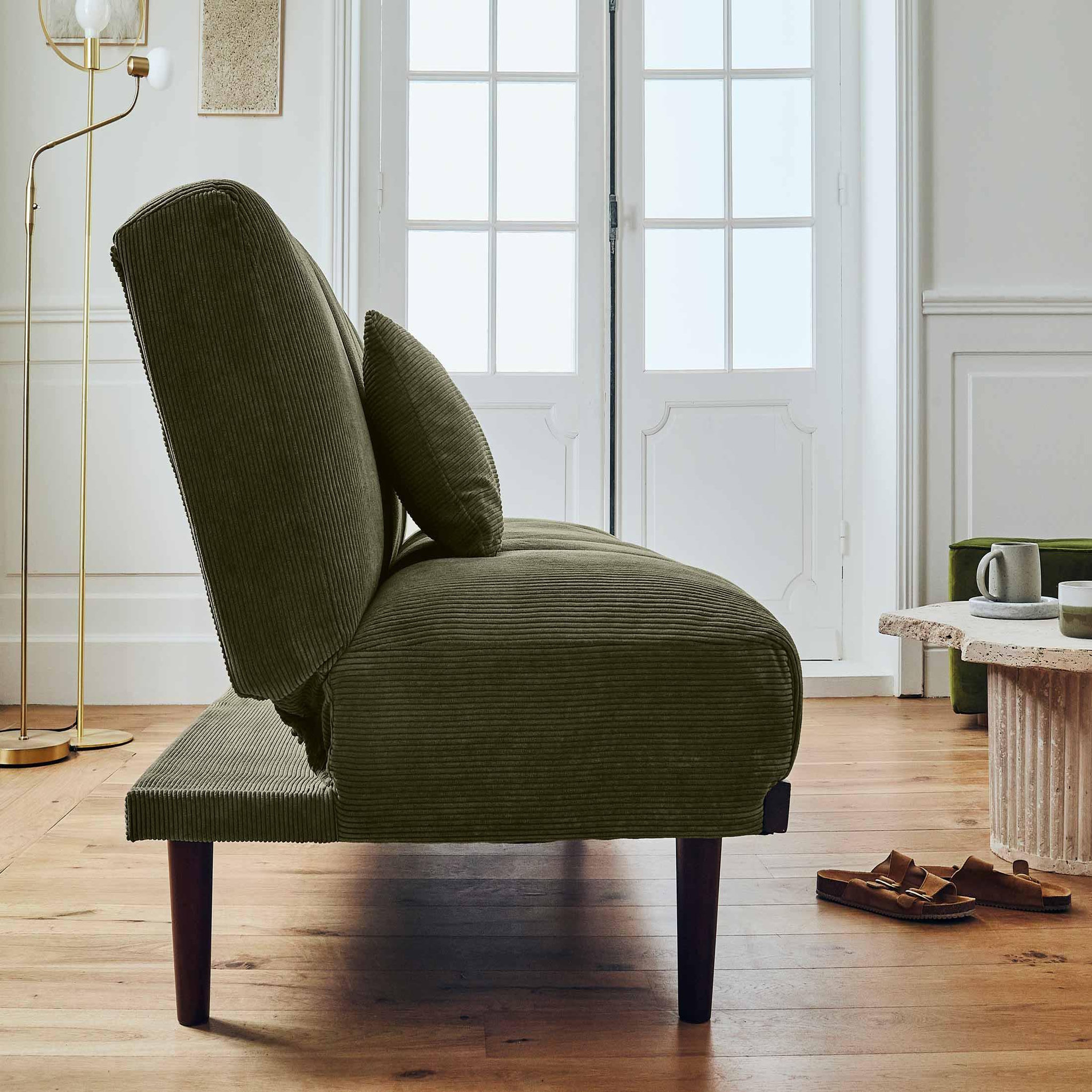 Voir la diapositive 3 : BEST MOBILIER Samarra - canapé convertible clic-clac 2 places - velours côtelé