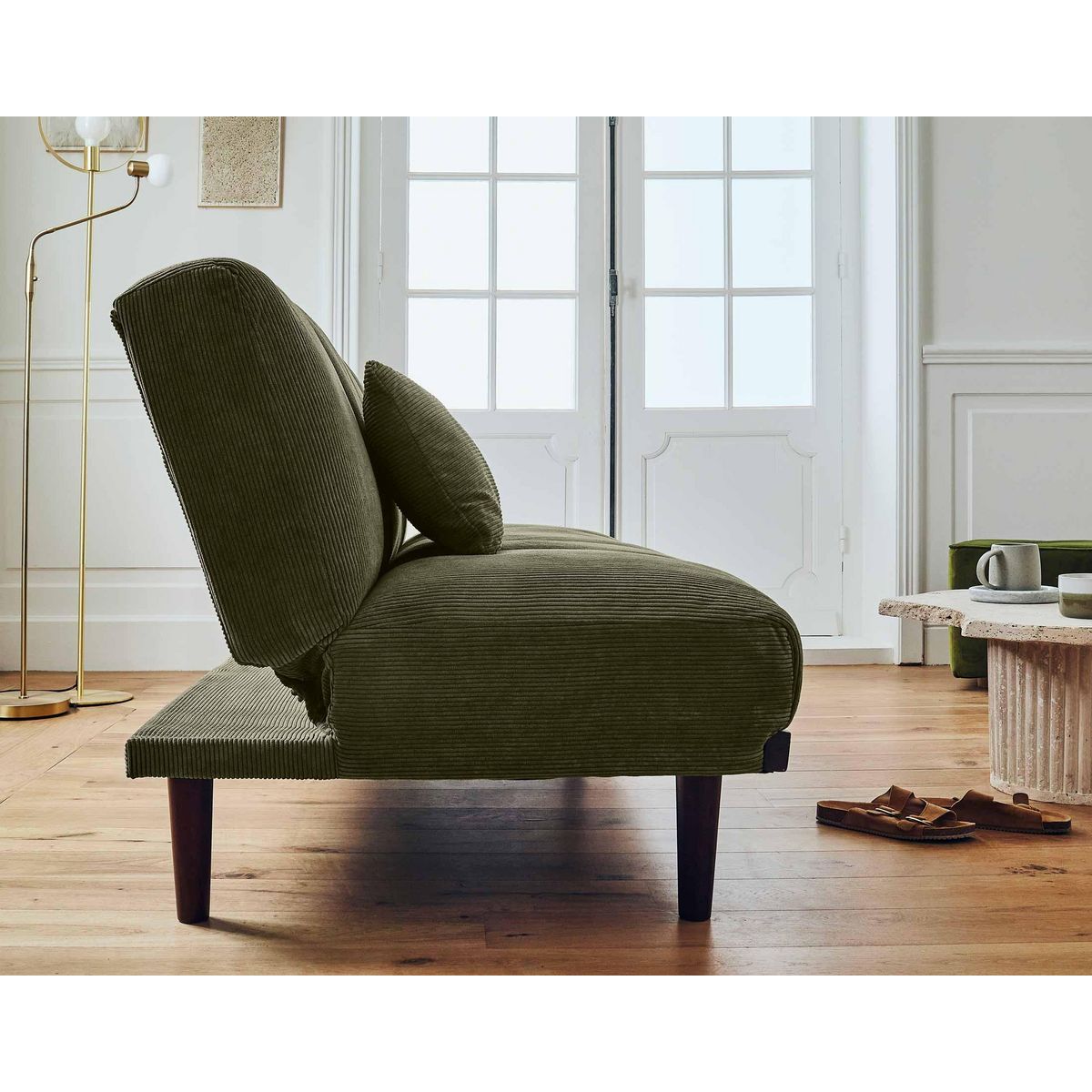 BEST MOBILIER Samarra - canapé convertible clic-clac 2 places - velours côtelé