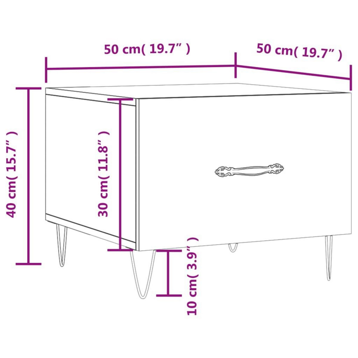 VIDAXL Table basse gris beton 50x50x40 cm bois d'ingenierie