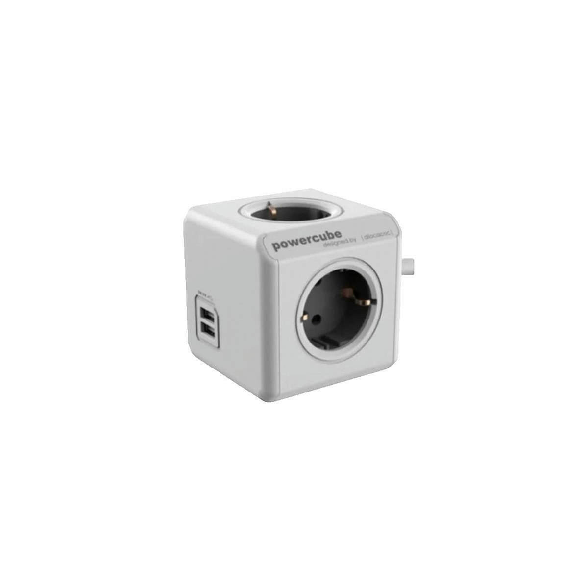 Allocacoc Multiprise PowerCube Extended USB - PowerCube - 4 prises avec 2 ports USB, câble 1,5 m