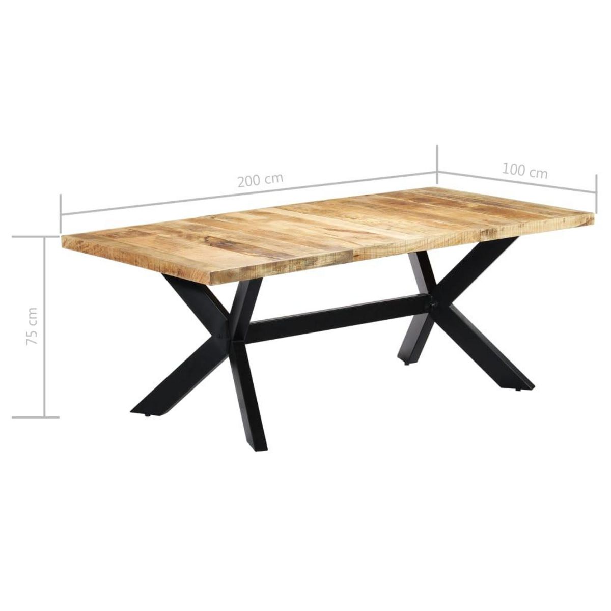 VIDAXL Table de salle a manger 200x100x75 cm Bois de manguier solide