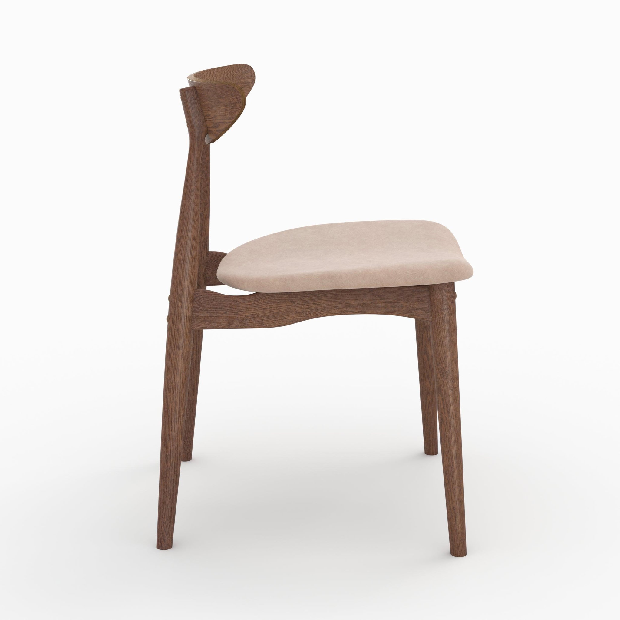 Voir la diapositive 6 : MAISON PAVANE Lot de 2 chaises en tissu beige et bois foncé d'hévéa-josette