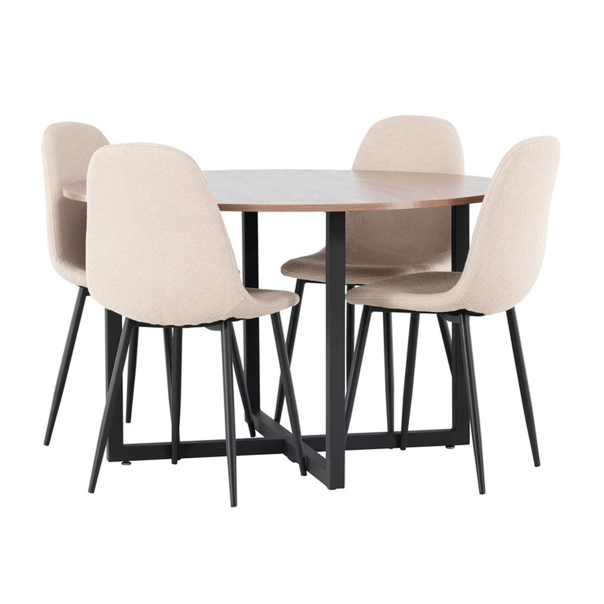 Paris Prix Ensemble table à manger & 4 chaises  durango & polar  120cm noyer & beige