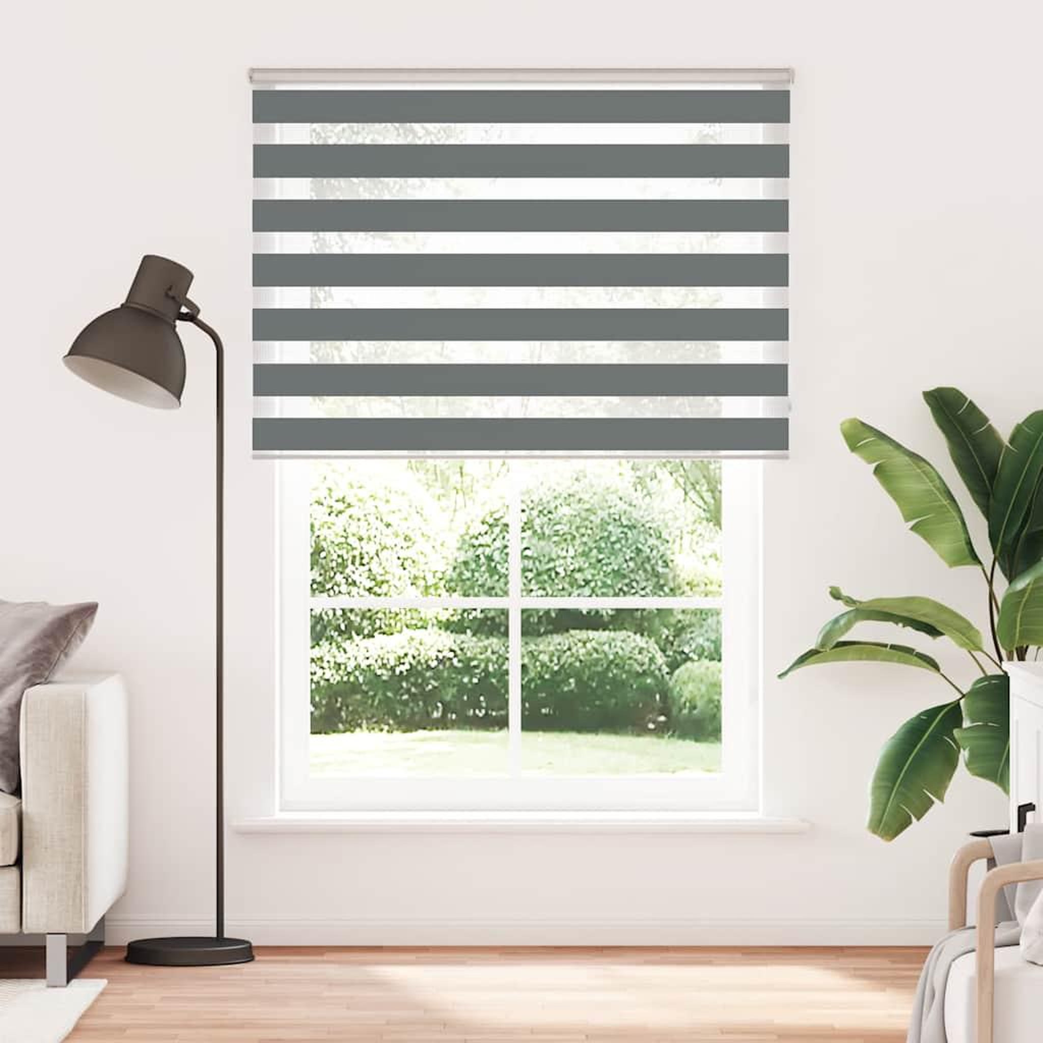 Voir la diapositive 2 : VIDAXL Store zebre gris fonce largeur du tissu 160,9 cm polyester