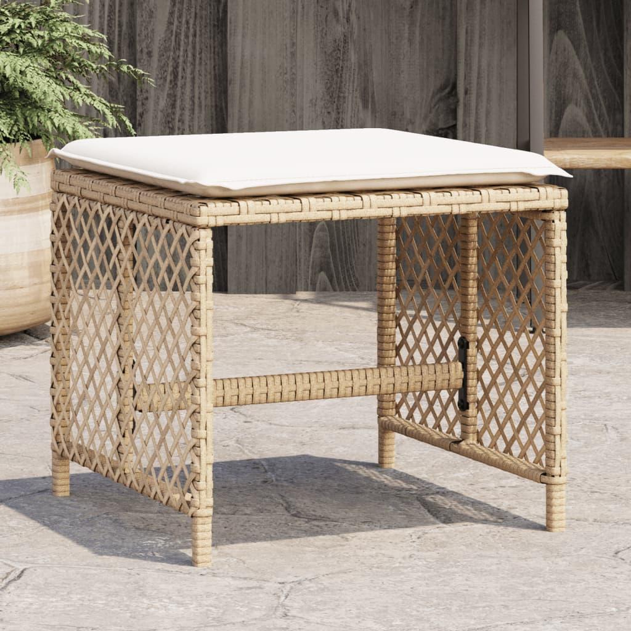 VIDAXL Tabourets de jardin et coussins lot de 4 beige 41x41x36cm rotin