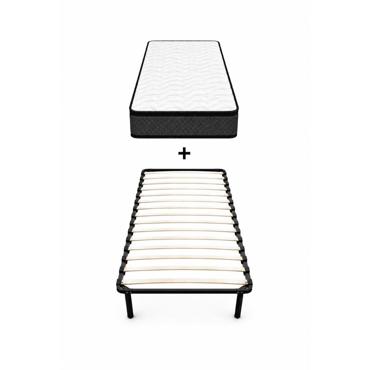 DAGOSTINO HOME Ensemble 90x190 Matelas Mousse - Onyx - H20cm + Sommier Kit - confortable Et Ferme