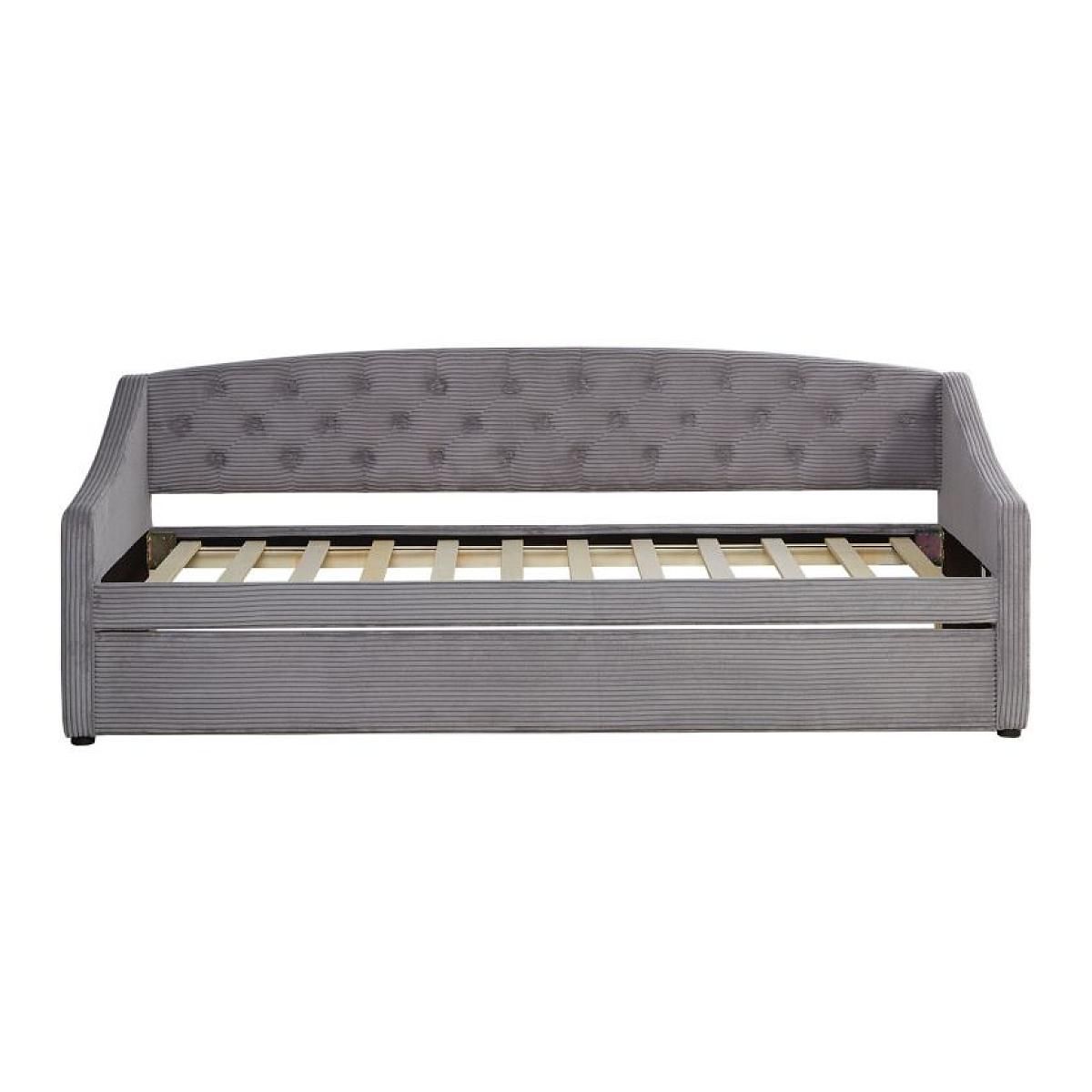HomeStyle4U Canapé lit Côtelé gris 2 Places 90x200