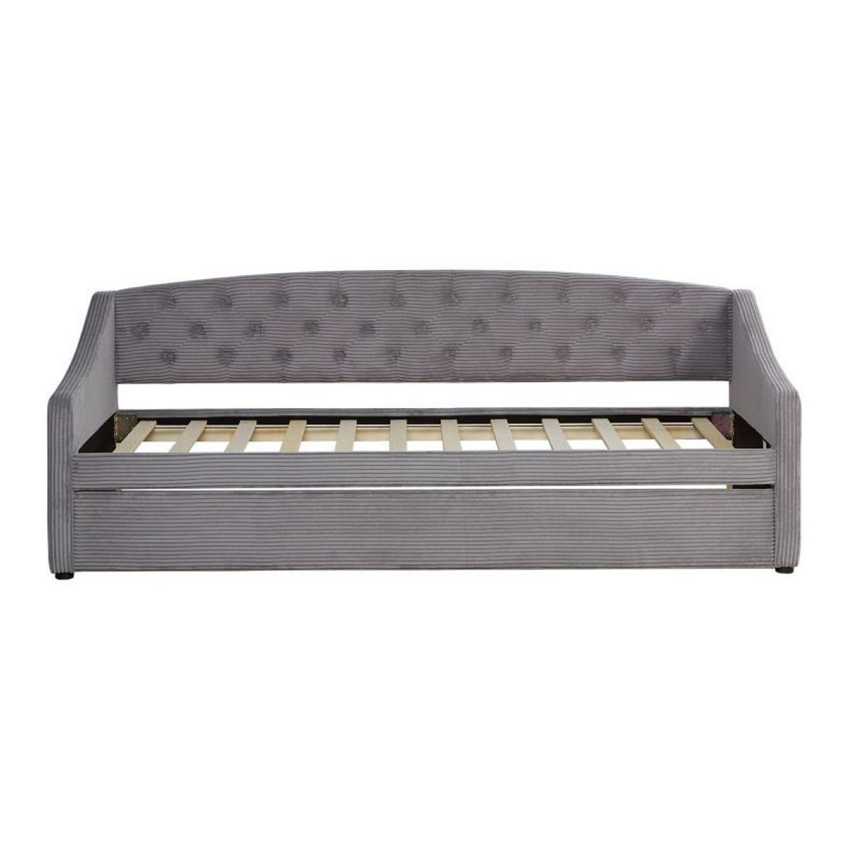HomeStyle4U Canapé lit Côtelé gris 2 Places 90x200