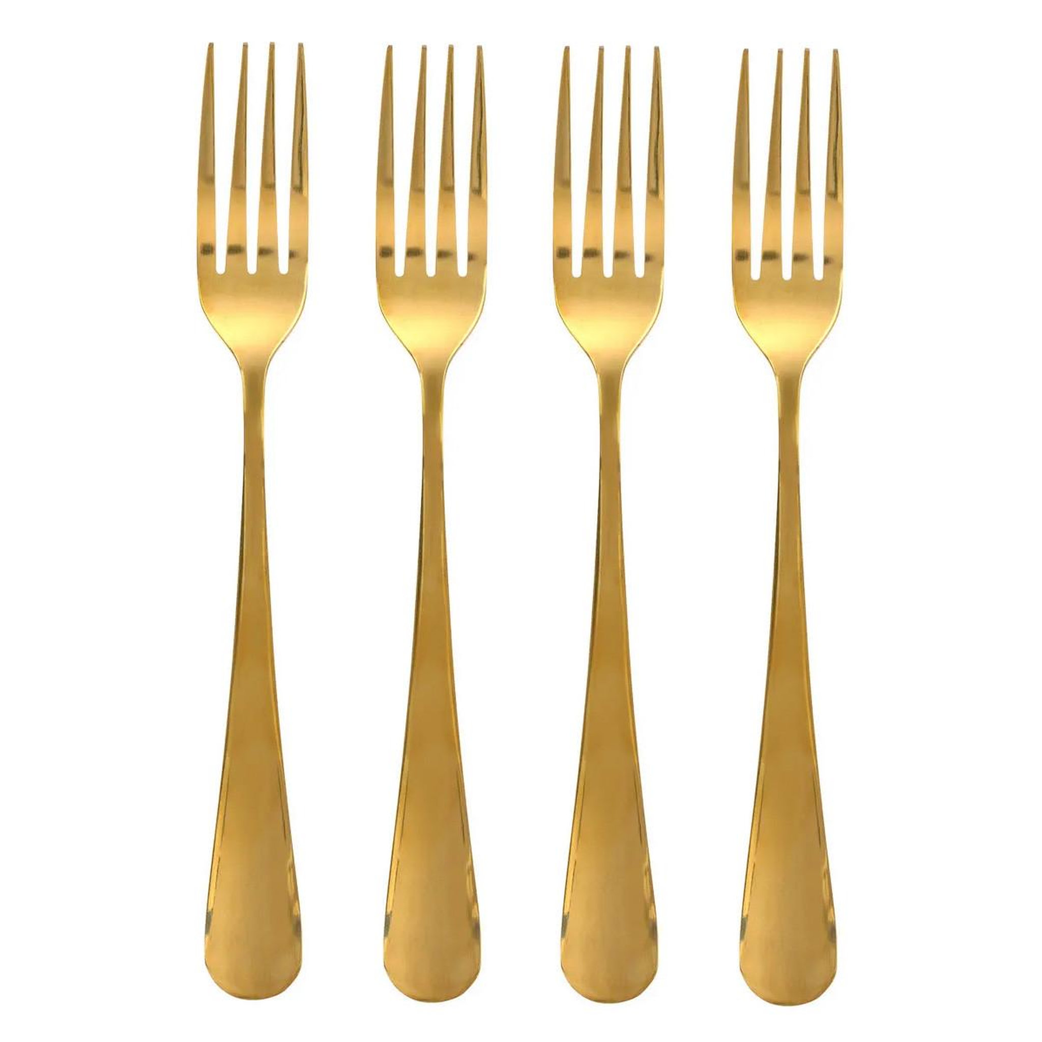 SECRET DE GOURMET Lot de 4 Fourchettes en Inox  Gold  20cm Or