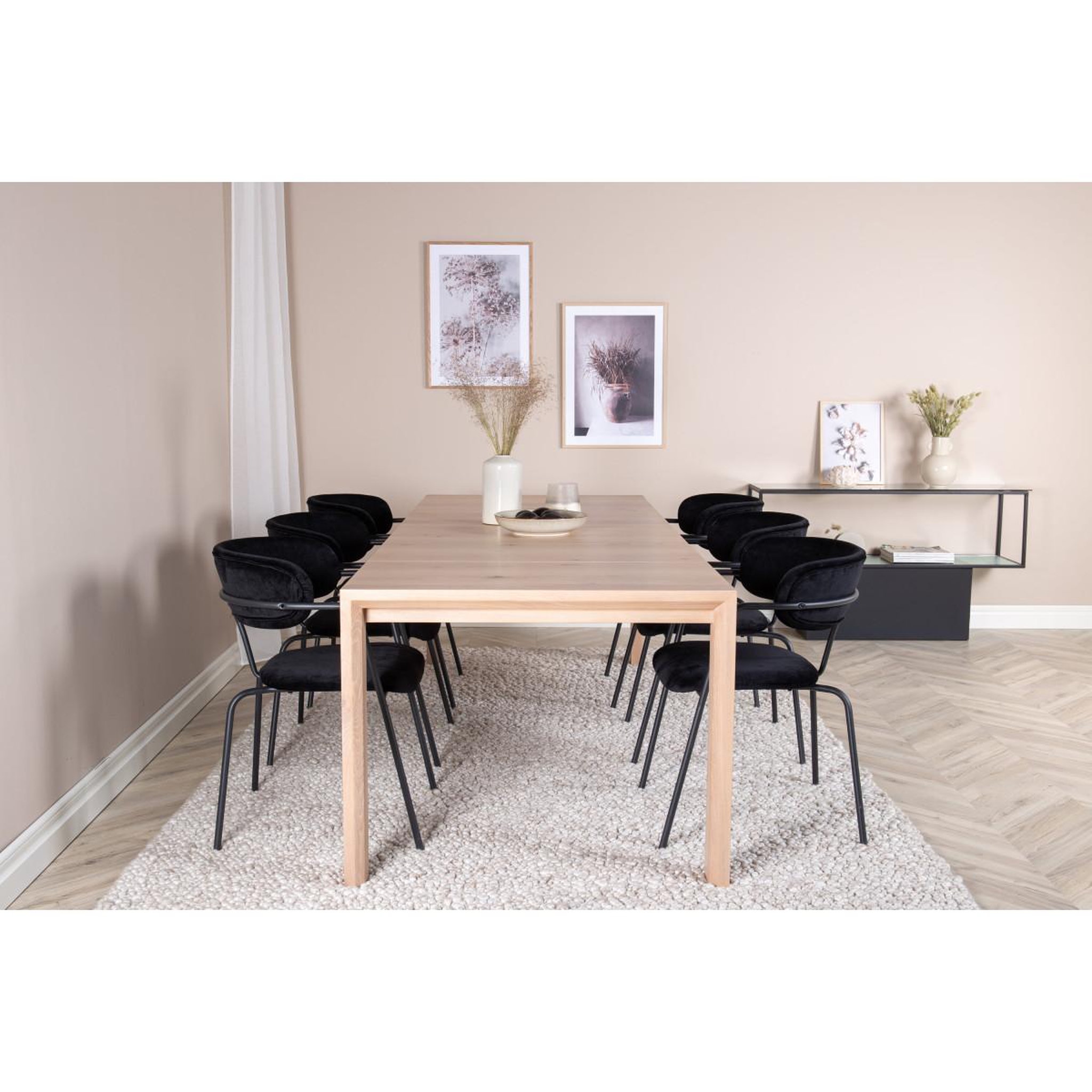 Voir la diapositive 6 : Paris Prix Ensemble table à manger extensible & 6 chaises  slider & arrow  170-250cm noir & beige