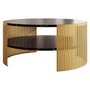 Voir la diapositive 1 : BEST MOBILIER Cruz - table basse ronde - effet marbre noir et doré - 1 niche - 75 cm