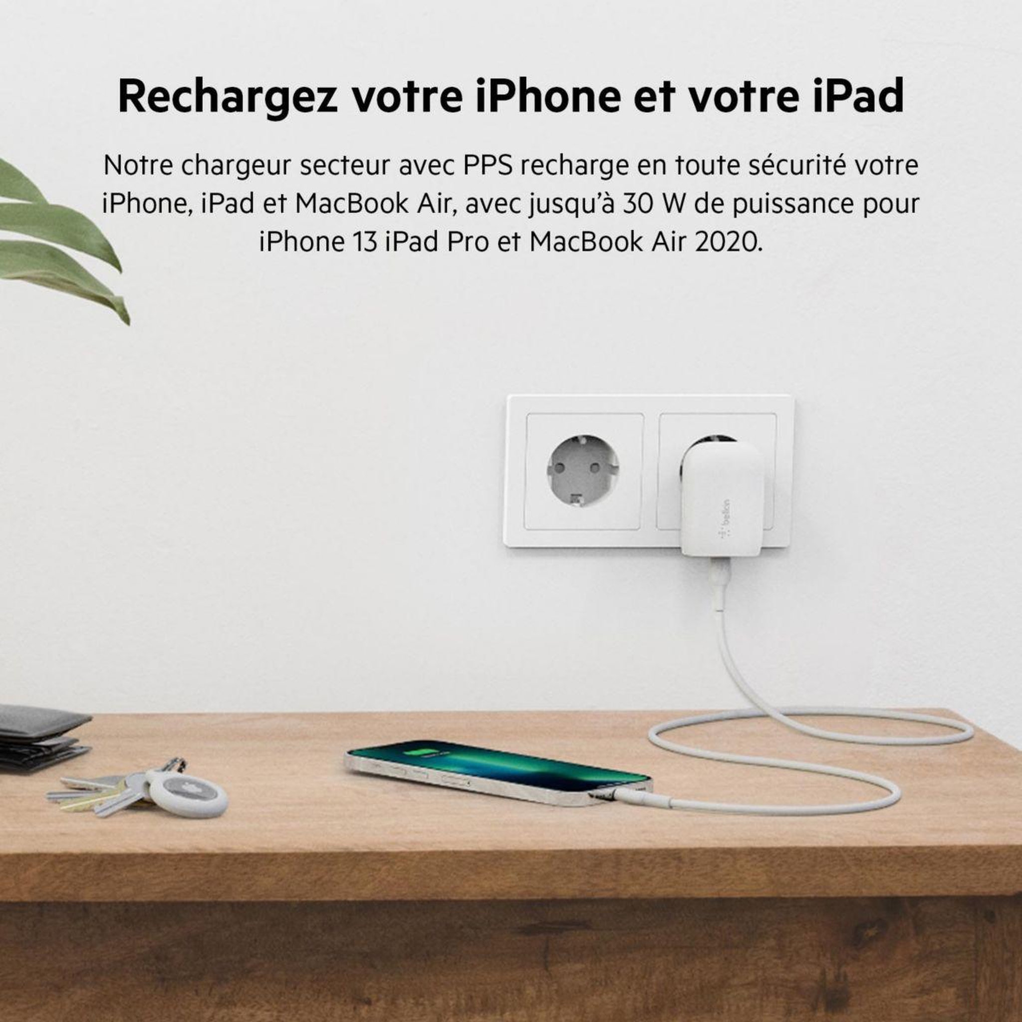 Voir la diapositive 4 : Belkin Chargeur 30W USB-C pour samsung et apple