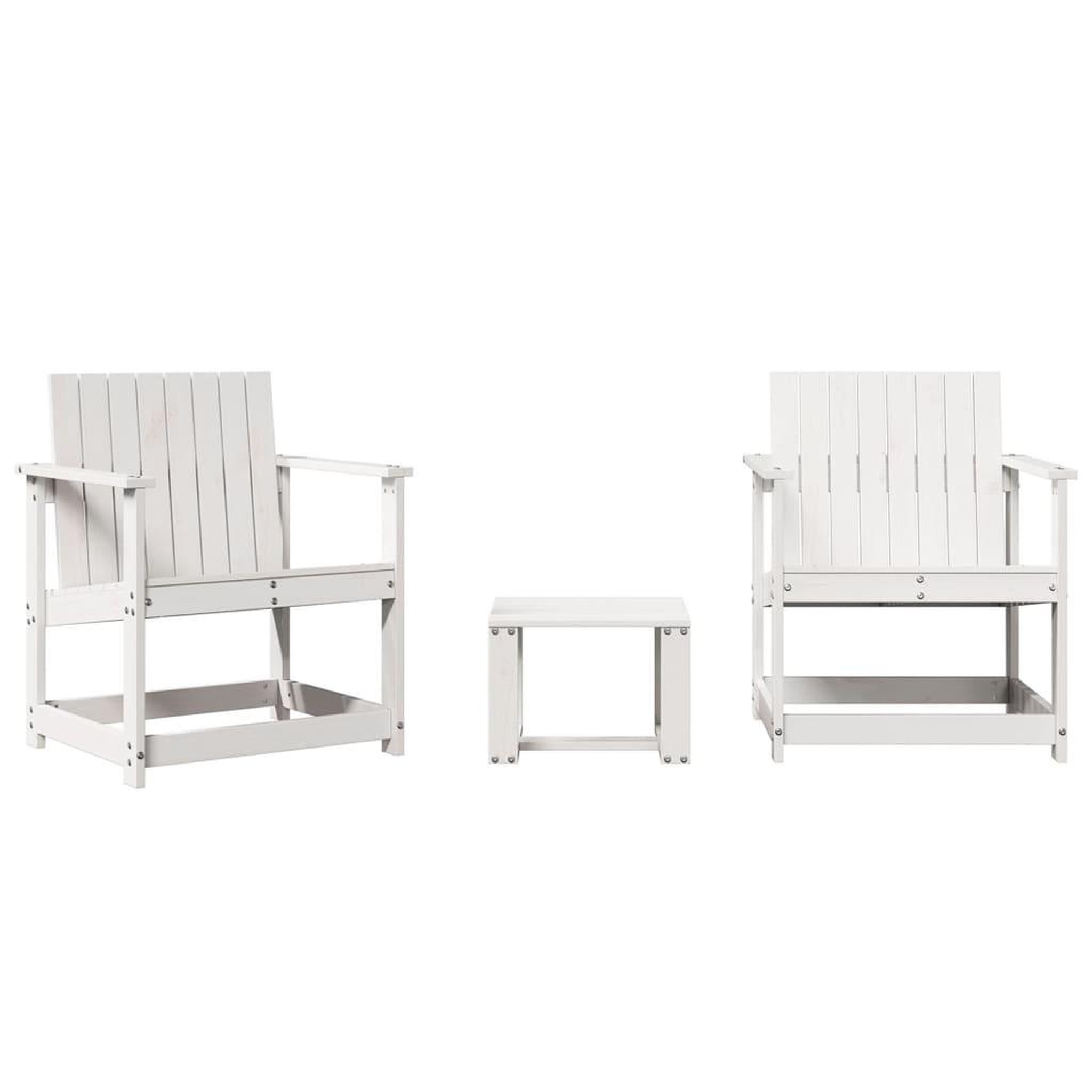 Voir la diapositive 2 : VIDAXL Salon de jardin 3 pcs blanc bois massif de pin