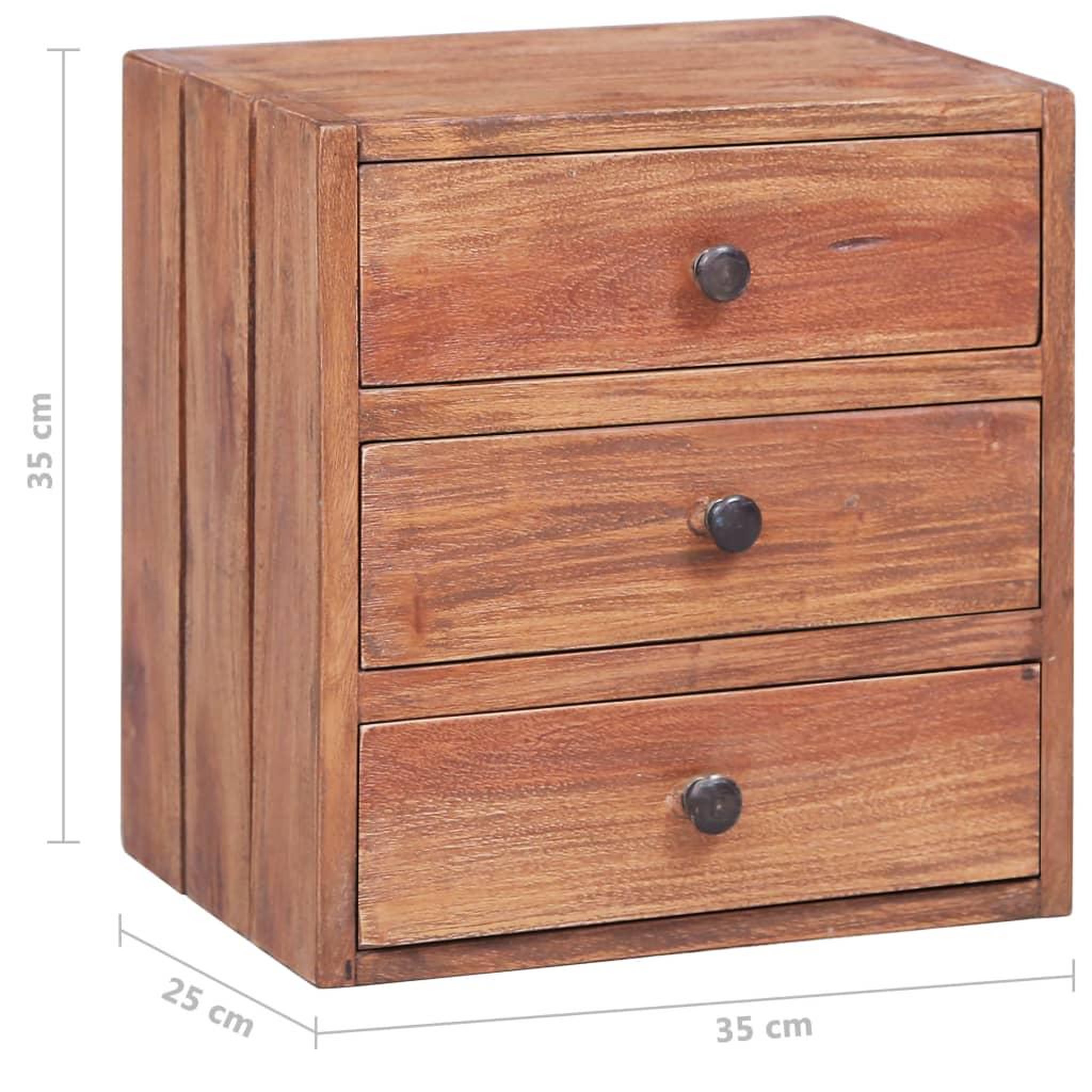 Voir la diapositive 6 : VIDAXL Table de chevet avec 3 tiroirs 35x25x35 cm bois d'acajou massif