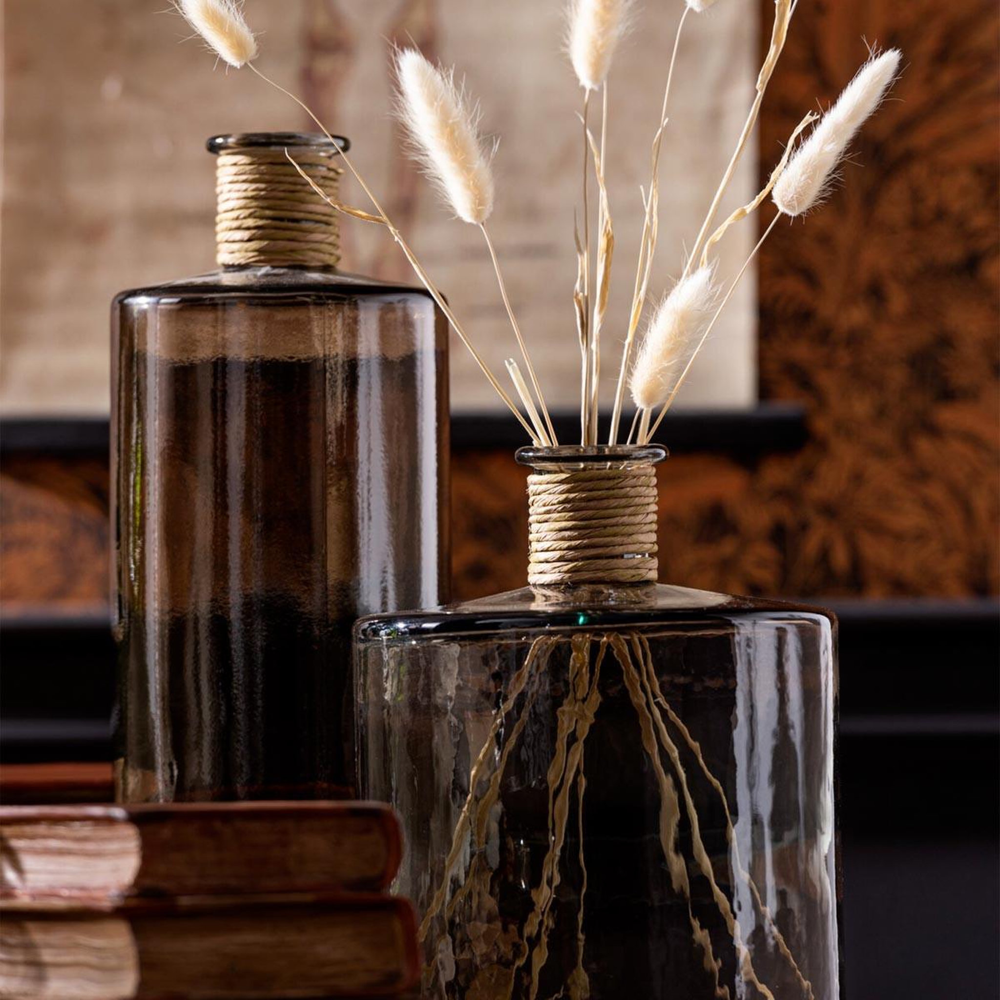Voir la diapositive 2 : J-LINE Vase design en verre  safari  40cm marron