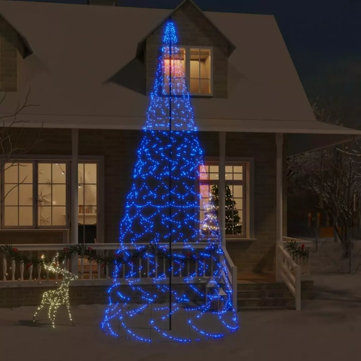 VIDAXL Sapin de Noël sur mat de drapeau 1400 LED Bleues 500 cm