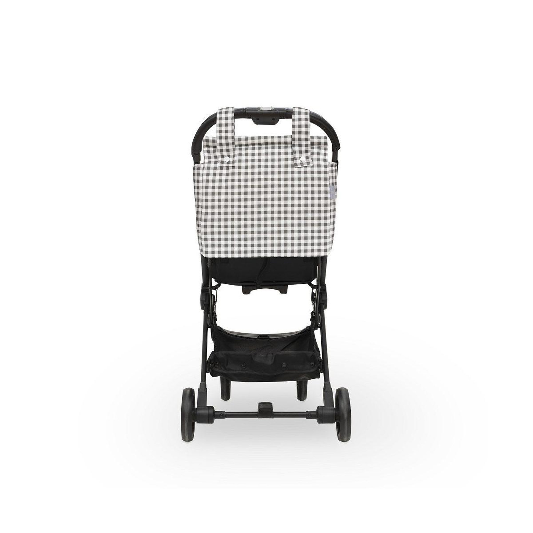 Voir la diapositive 2 : INTERBABY Sac de poussette  vichy - gris foncé - se suspend au guidon