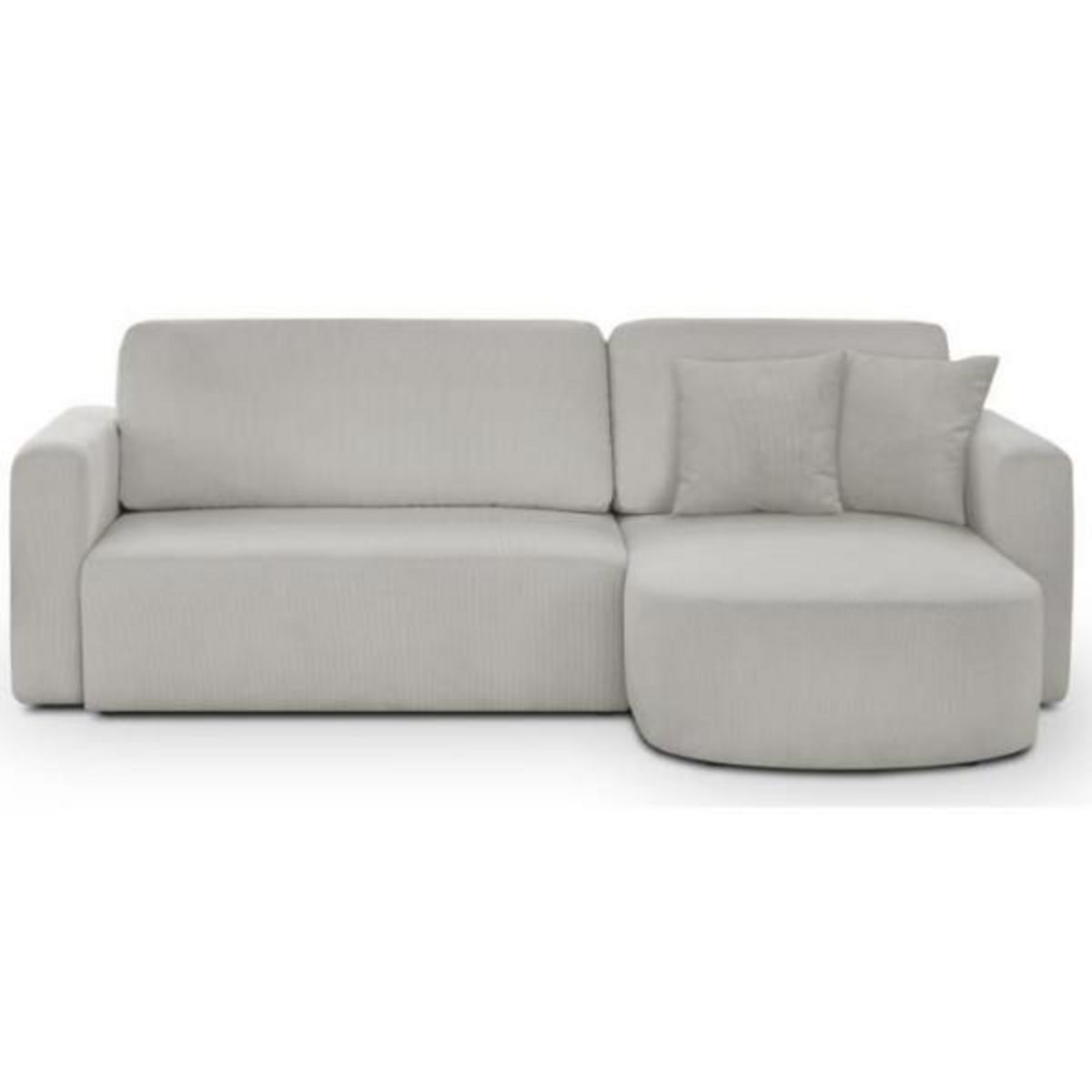 MARKET24 Canapé d'angle convertible et réversible 3 places GALET - Velours côtelé gris - Coffre de rangement - L238 x P154 x H86 cm