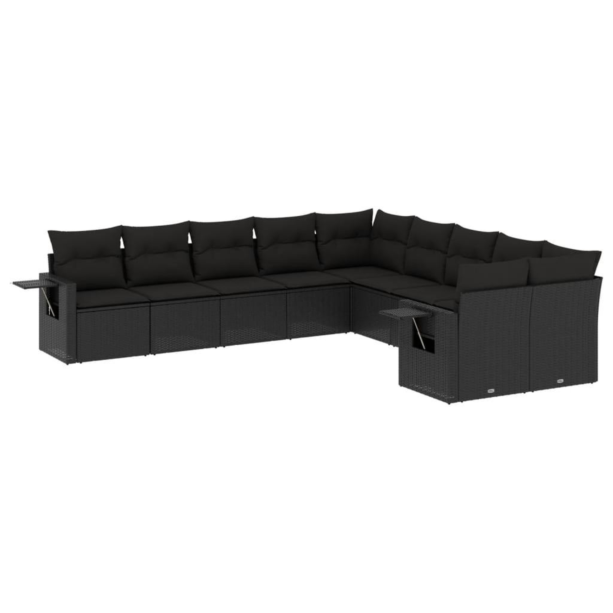 Voir la diapositive 2 : VIDAXL Salon de jardin 10 pcs avec coussins noir resine tressee