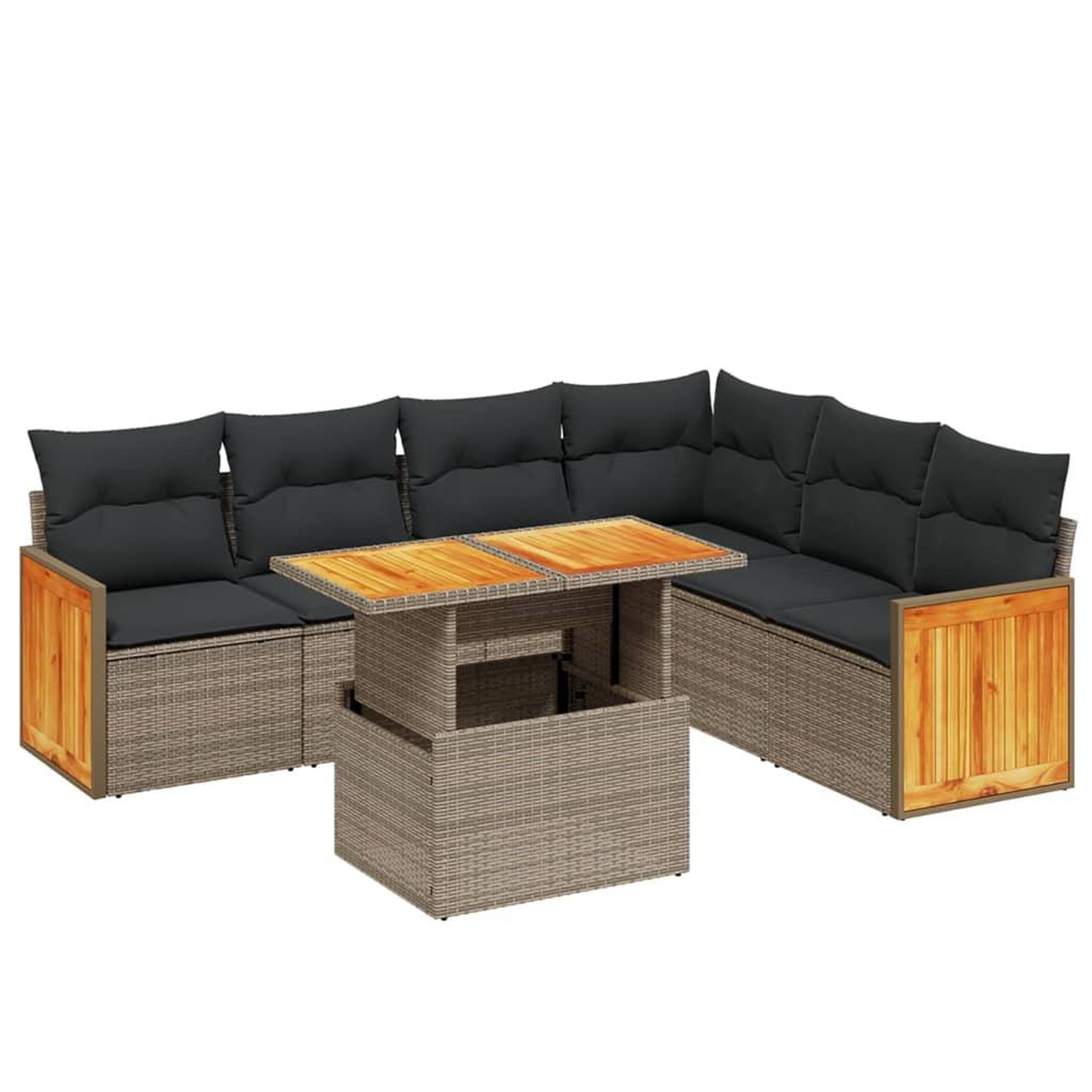Voir la diapositive 2 : VIDAXL Salon de jardin avec coussins 7 pcs gris resine tressee