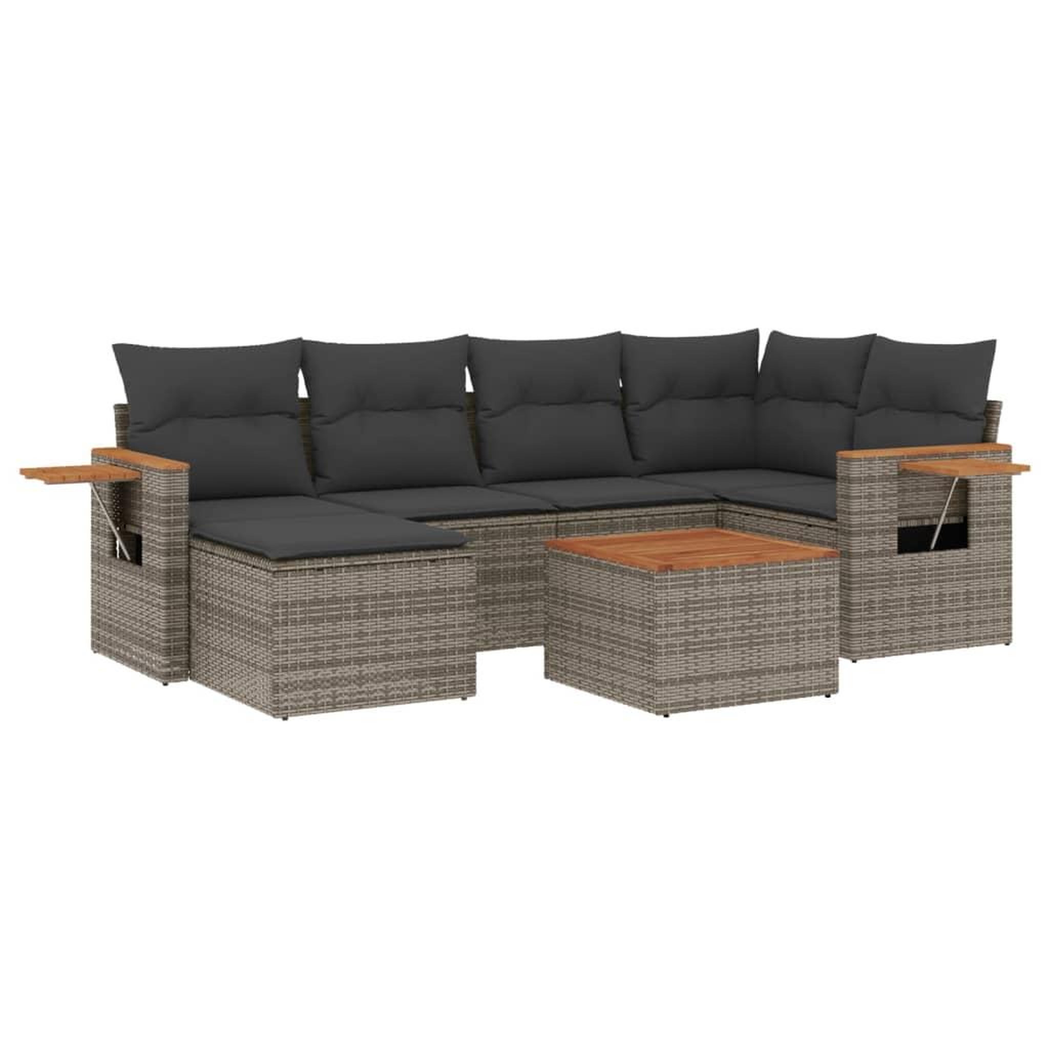 Voir la diapositive 2 : VIDAXL Salon de jardin avec coussins 7 pcs gris resine tressee