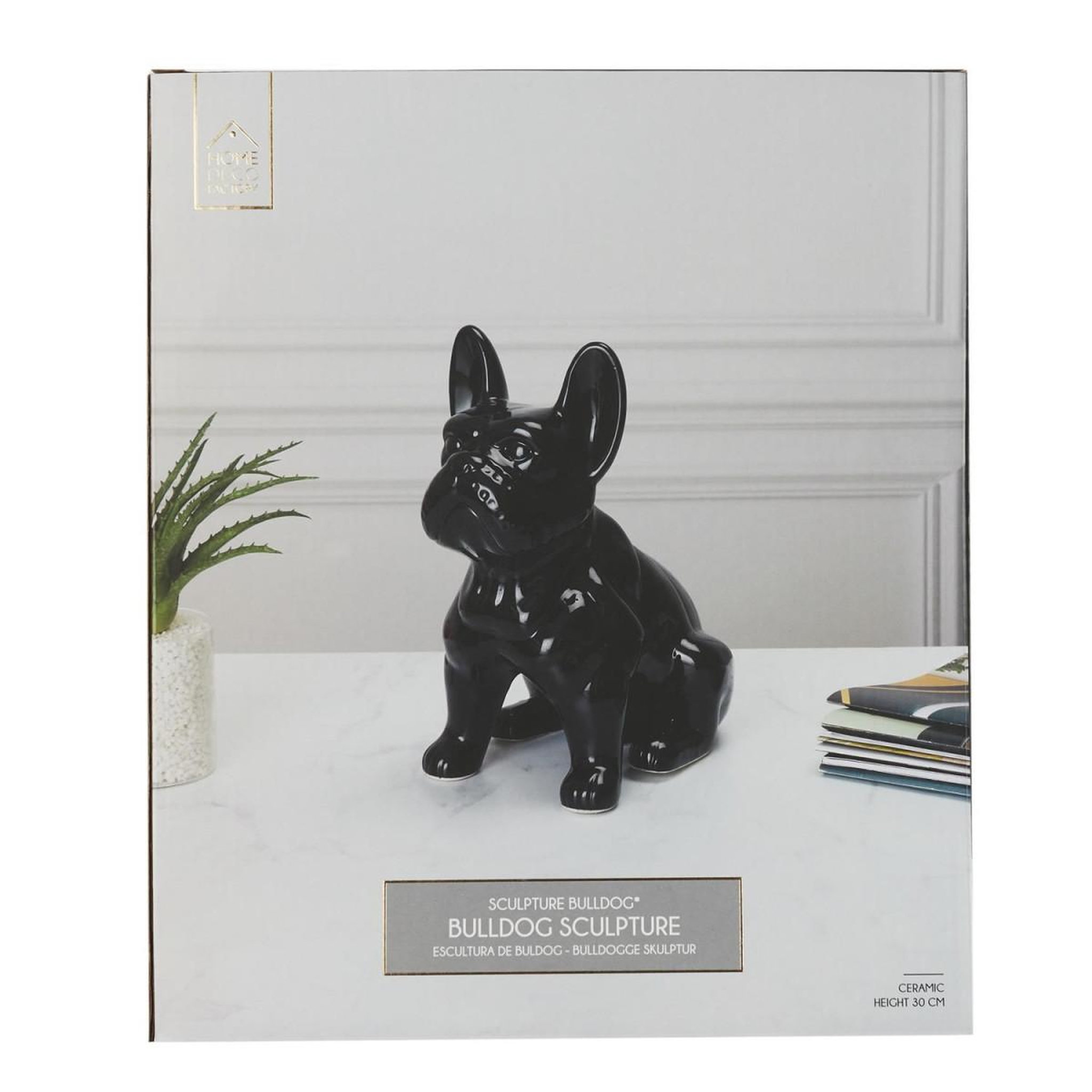Voir la diapositive 6 : The Home Deco Factory Statuette déco en céramique  bulldog  30cm noir