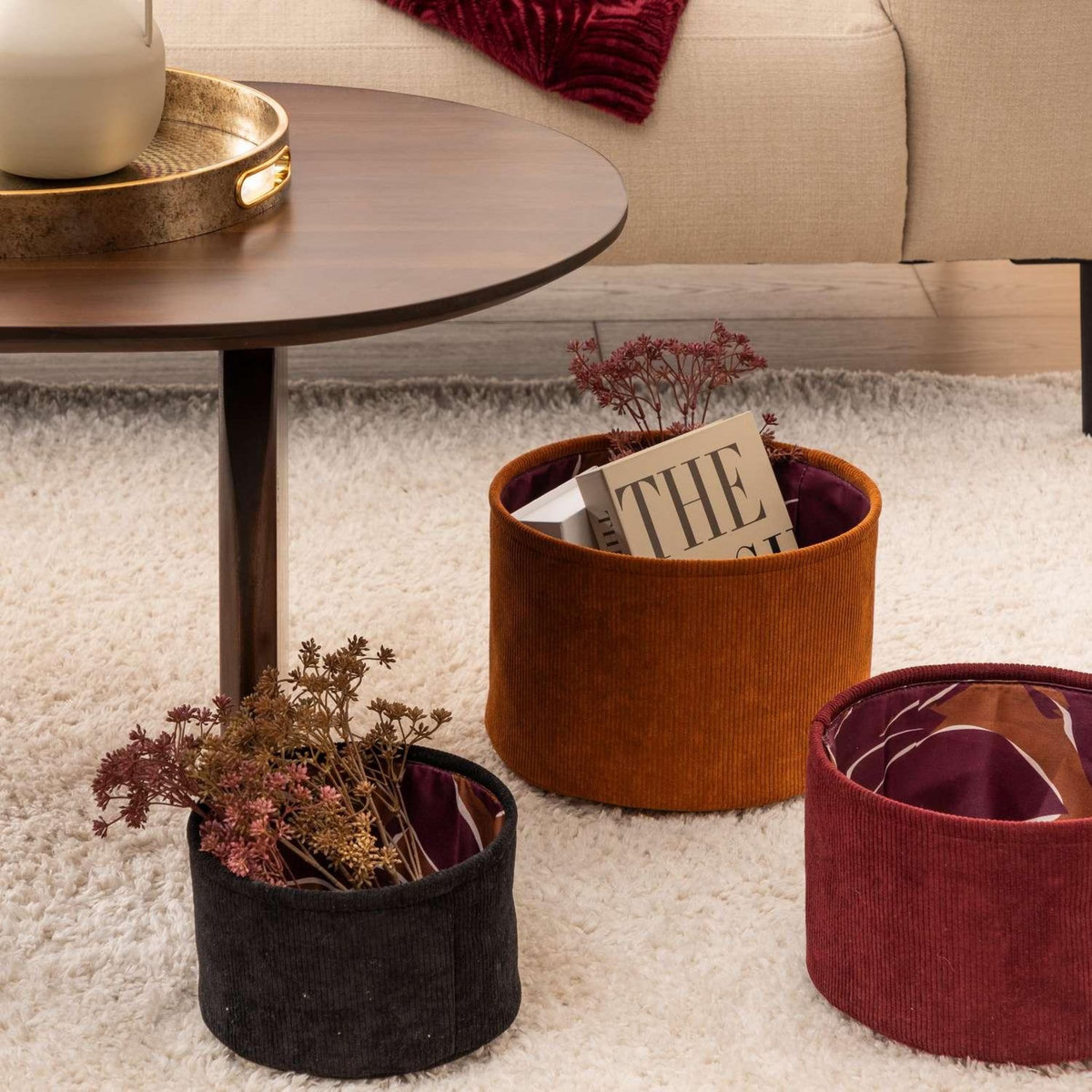 ATMOSPHERA Ensemble de 3 paniers en velours AUTOMNE - Multicolore