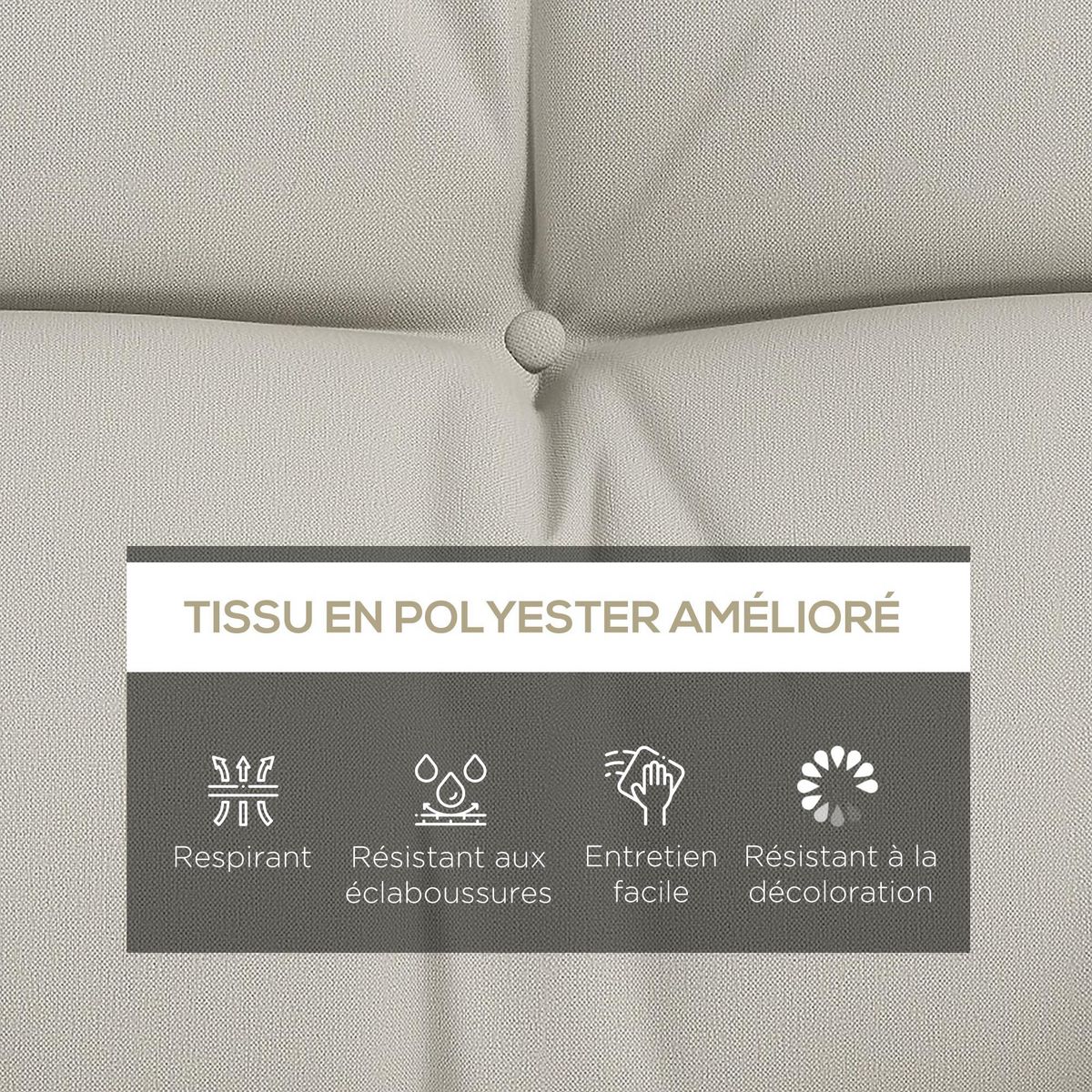 OUTSUNNY Ensemble de 4 coussins d'extérieur pour balancelle crème