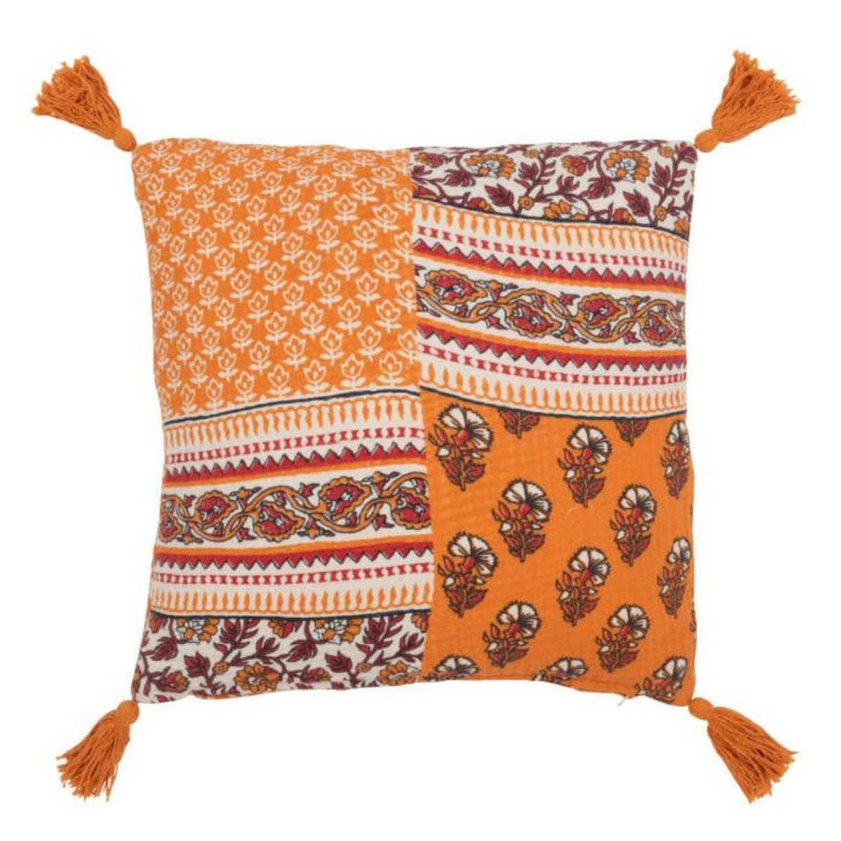 Paris Prix Coussin à Pompons Fleurs  Mexican  45x45cm Orange