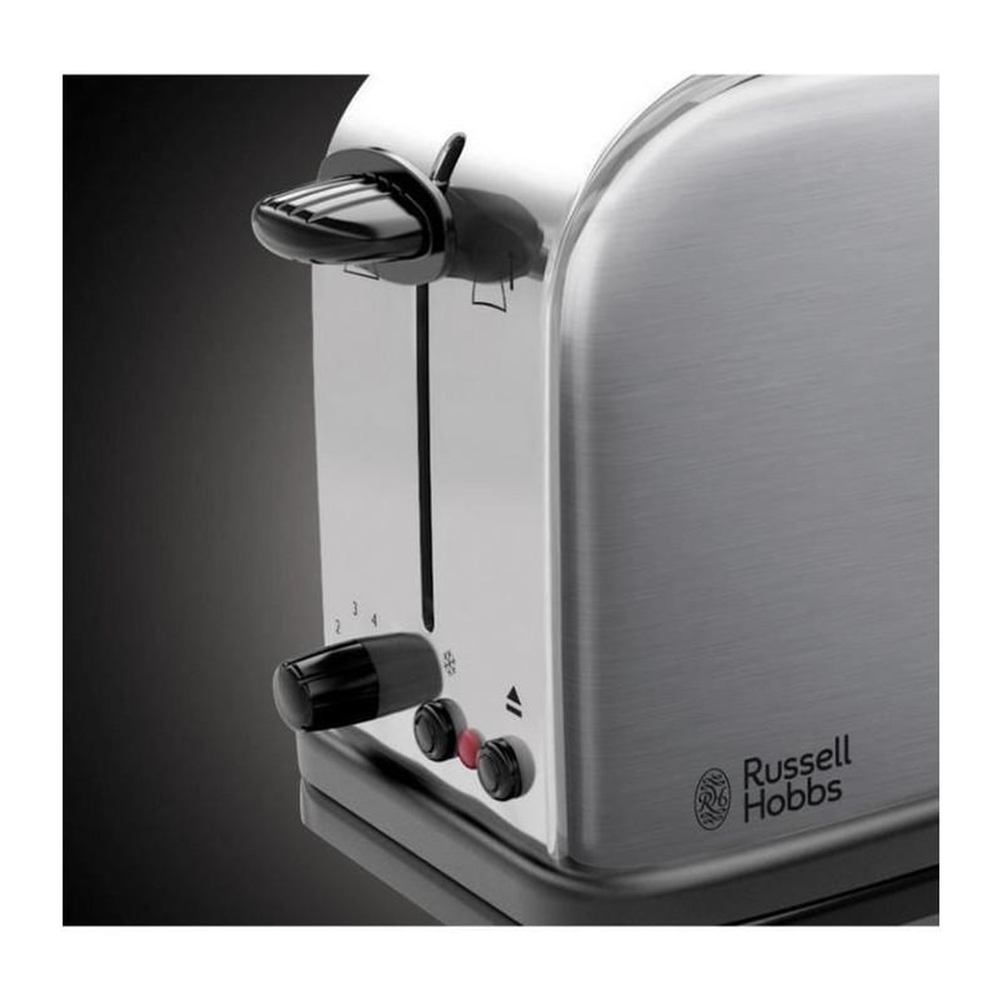 Voir la diapositive 2 : Russell Hobbs Notre grille-pain Oxford Russell Hobbs 21396-56 grille a merveille des pains de toutes tailles et amene la bonne humeur a chaque