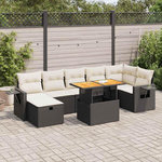 VIDAXL Salon de jardin 5 pcs avec coussins noir resine tressee acacia