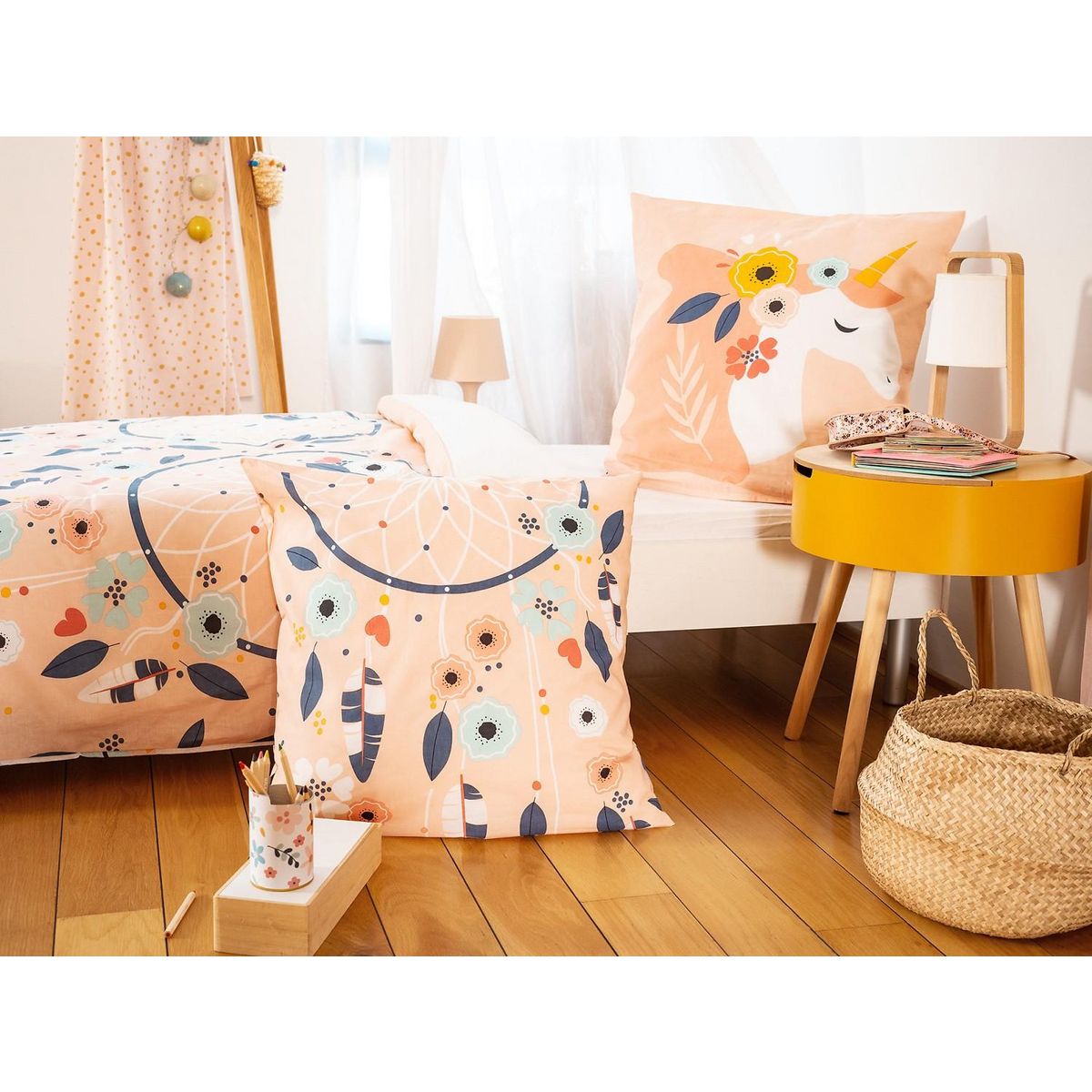 Home collection Parure de couette 2pcs 140x200cm better coton bci adouci prunellia