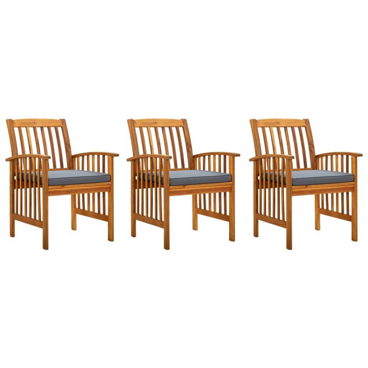 VIDAXL Chaises a manger de jardin lot de 3 et coussins Bois d'acacia