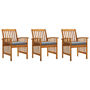 Voir la diapositive 1 : VIDAXL Chaises a manger de jardin lot de 3 et coussins Bois d'acacia