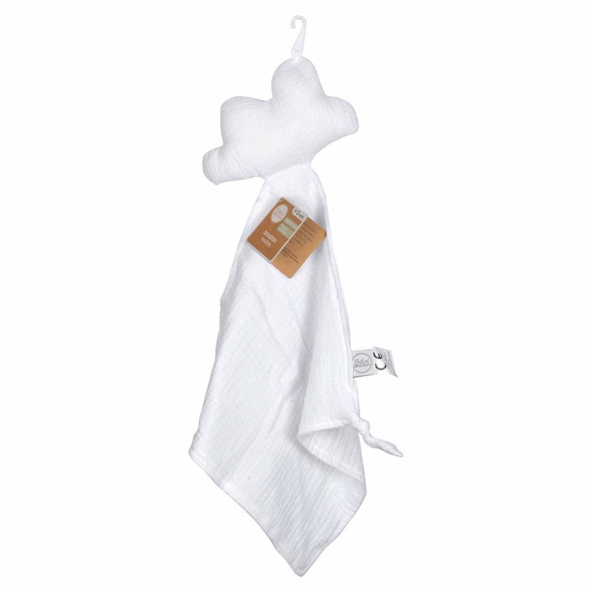 Voir la diapositive 4 : BEBE DOUCEUR Doudou mouchoir bébé  nuage  46cm blanc