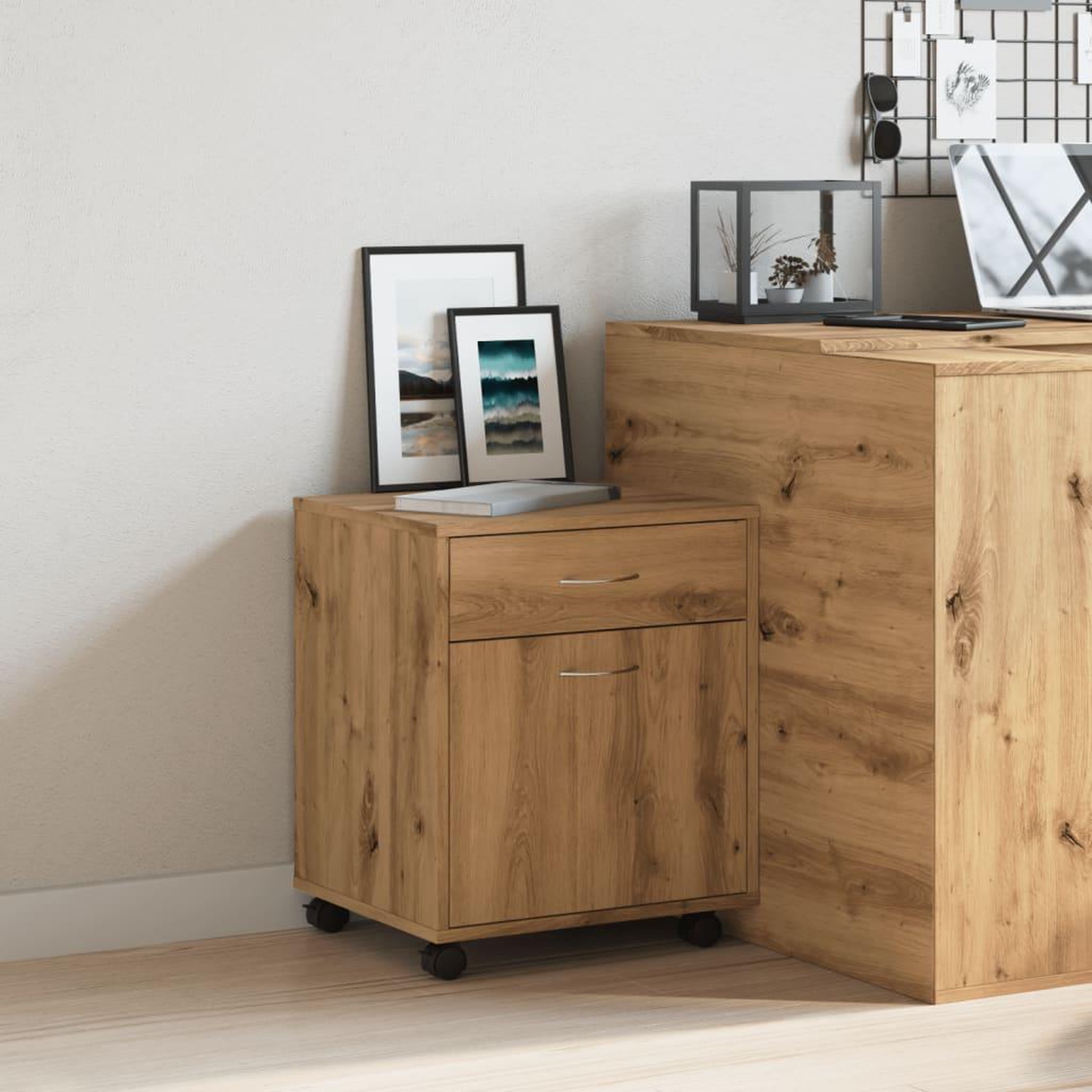 Voir la diapositive 3 : VIDAXL Armoire roulante chene artisanal 45x38x54 cm bois d'ingenierie