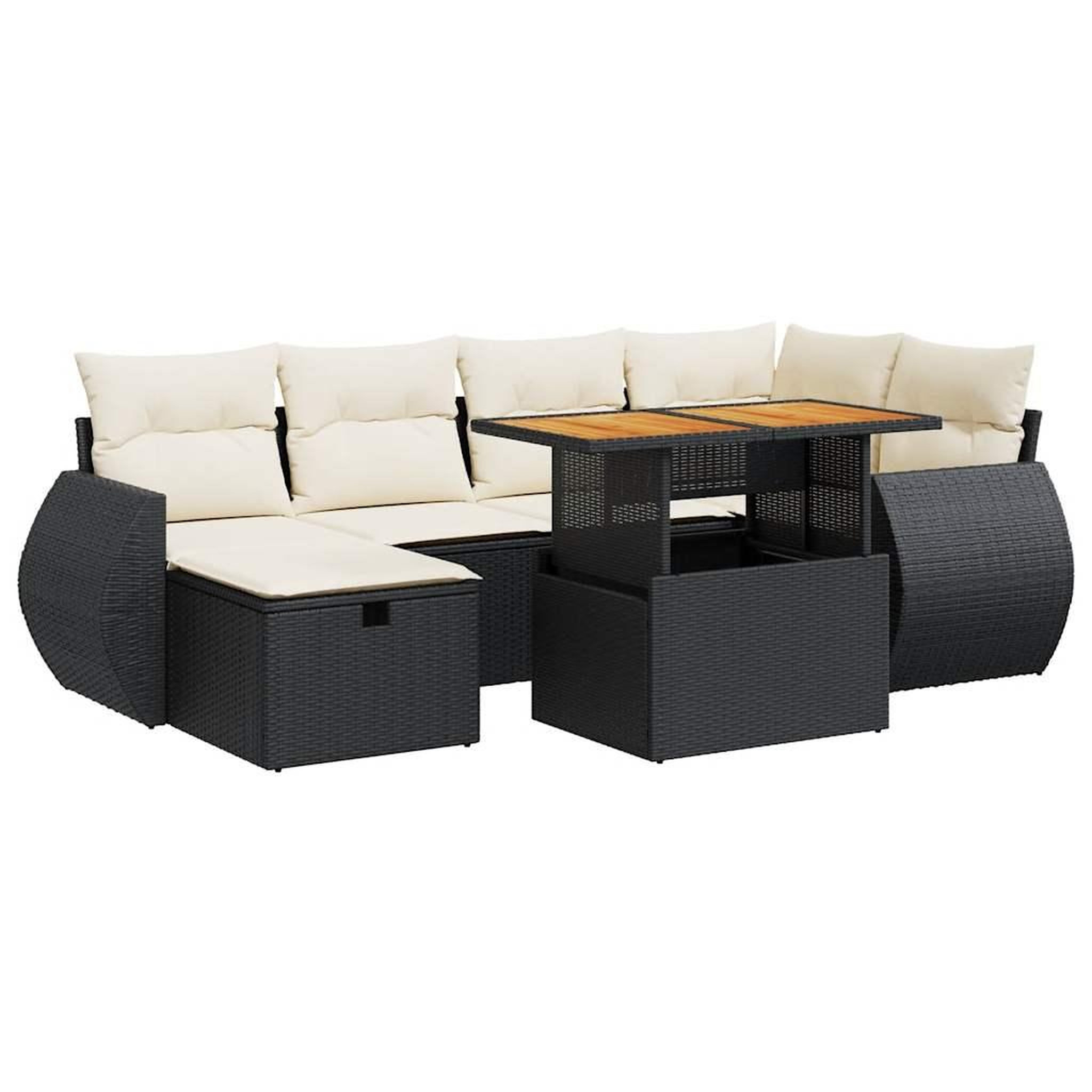 Voir la diapositive 2 : VIDAXL Salon de jardin avec coussins 8 pcs noir resine tressee acacia