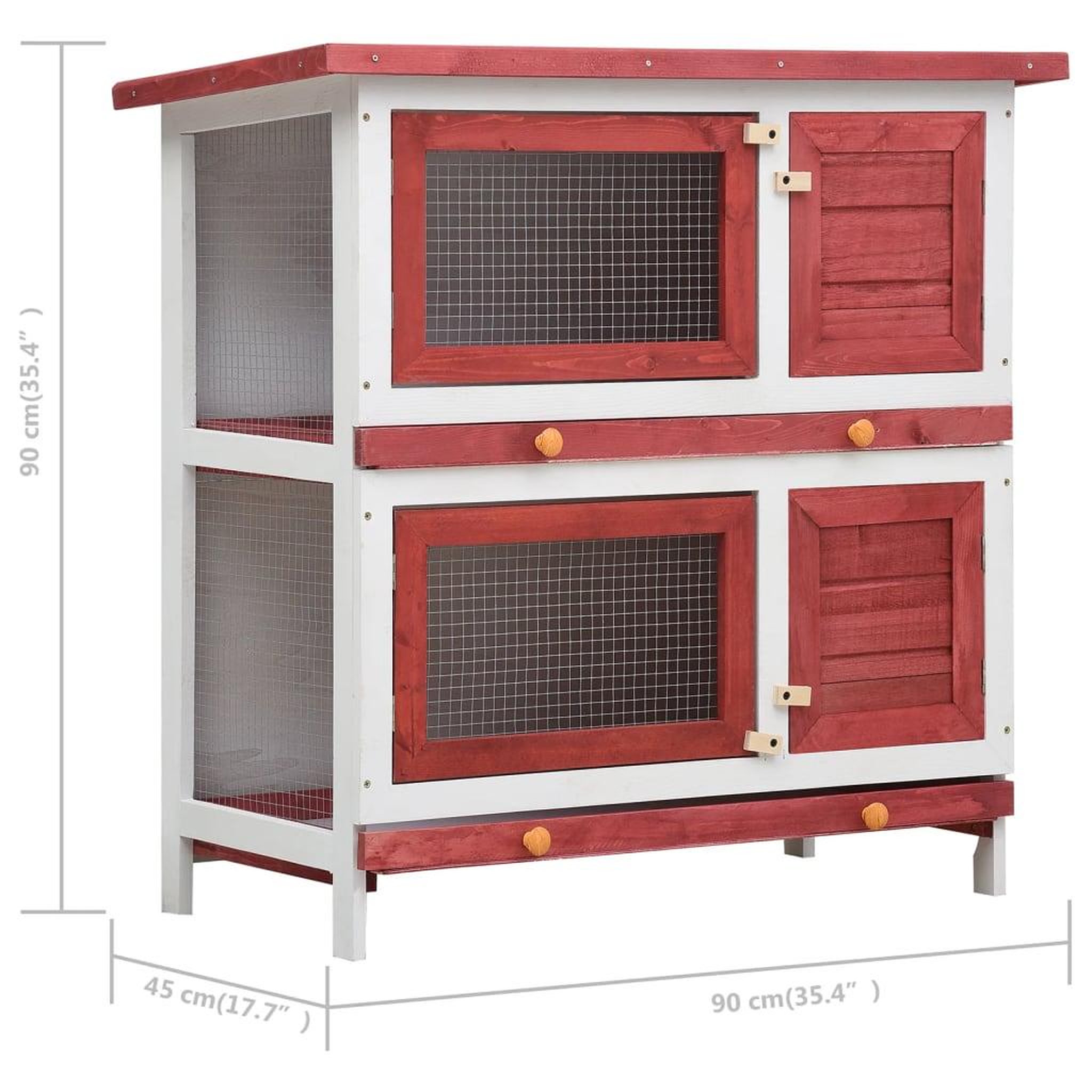 Voir la diapositive 6 : VIDAXL Clapier d'exterieur 4 portes Rouge Bois