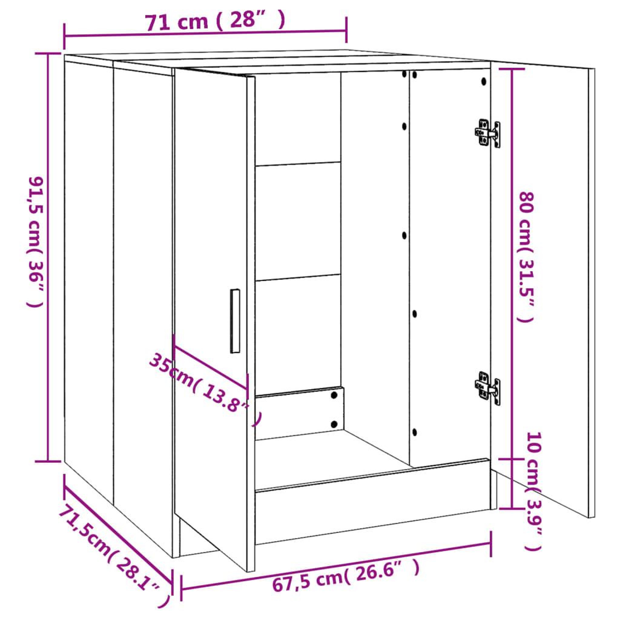 Voir la diapositive 6 : VIDAXL Meuble pour machine a laver Blanc 71x71,5x91,5 cm
