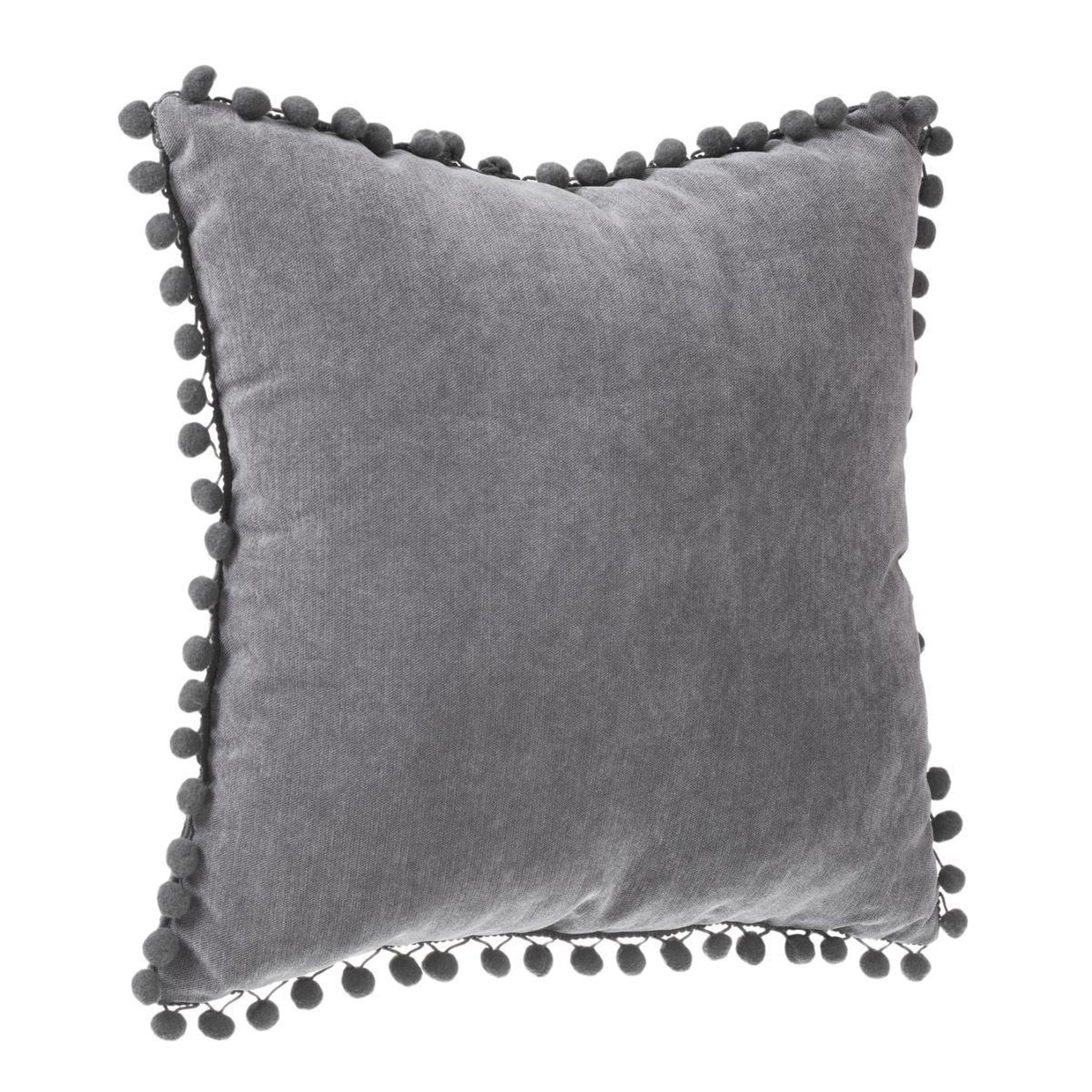 Voir la diapositive 2 : ATMOSPHERA Coussin à pompons  jao  40x40cm gris foncé